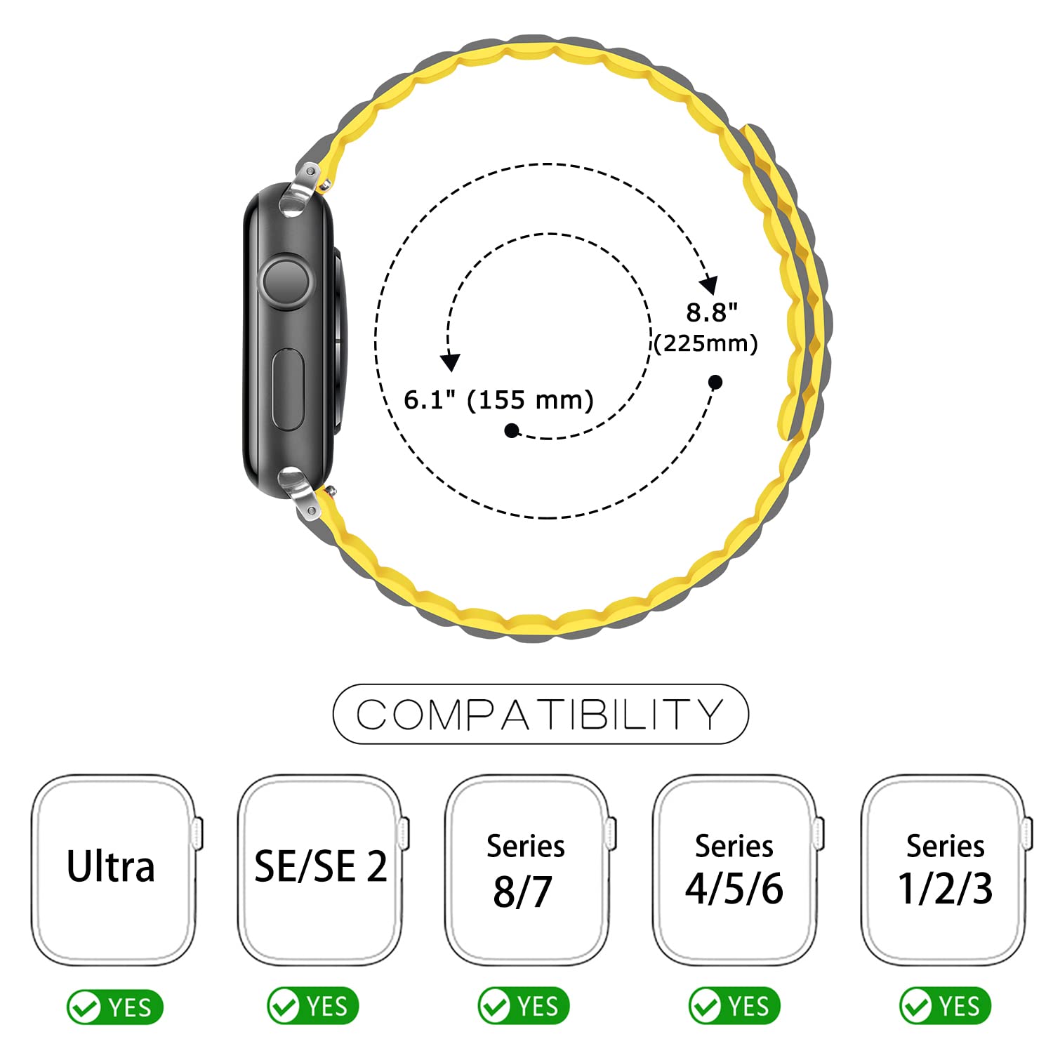 Tasikar Silicone Magnetic Bands Compatible With Apple Watch Band 42Mm (Series 10) 41Mm 40Mm 38Mm, Adjustable Strap With Strong M
