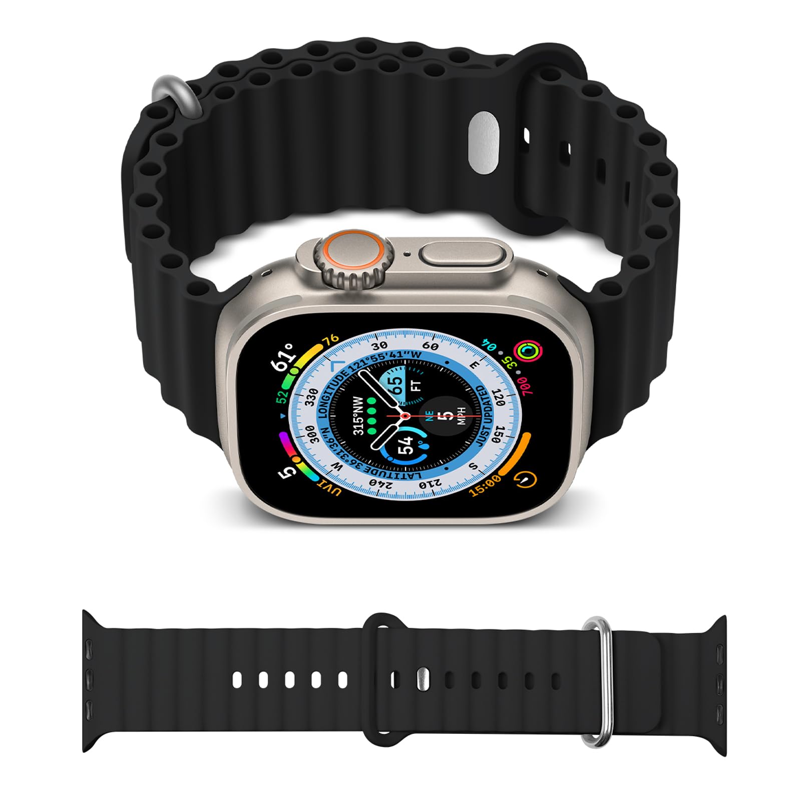 6 Pack Ocean Band Compatible With Apple Watch Band Ultra 49Mm For Women Men, Silicone Adjustable Sport Band With Metal Buckle Fo