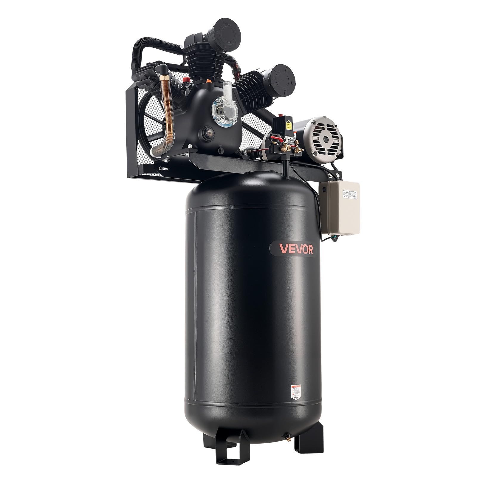 VEVOR 80 Gallons Heavy-Duty Air Compressor, 10HP 17 SCFM at 90PSI Air Compressors Max 175PSI, Oil-Lubricated Compressor Tank for