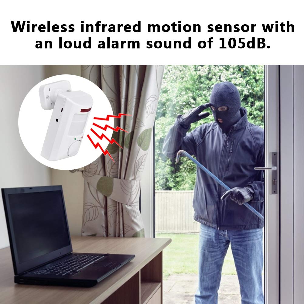 Alarm System, Home Security Driveway Alarm, Pir Motion Sensor Alarm Detector, 105Db Infrared Wall Alert System Kit For Home Security