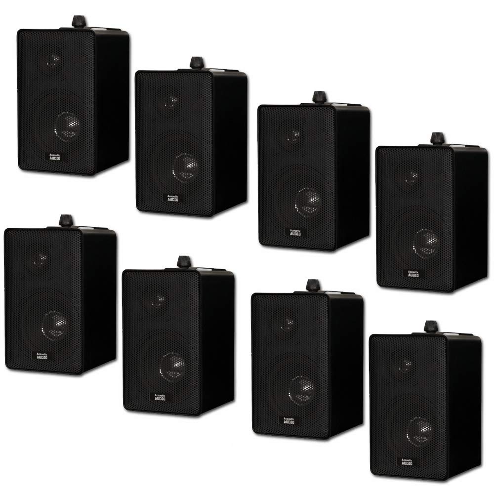 Acoustic Audio 251B Indoor Outdoor 3 Way Speakers 1600 Watt Black 4 Pair Pack 251B 4Pr