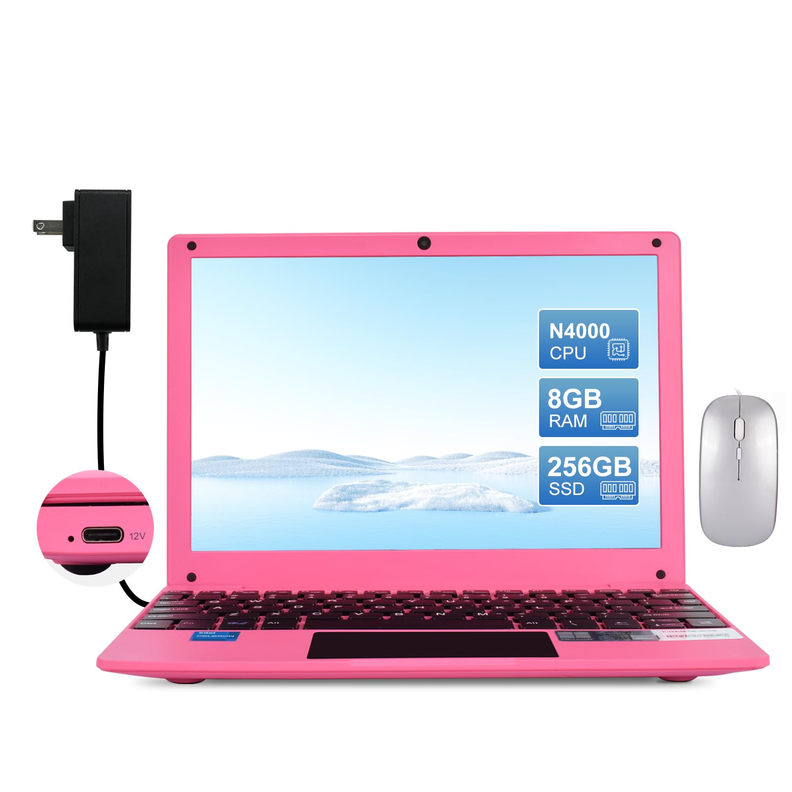 HBESTORE10.1 Mini Laptop, IPS Display - with Celeron N4000 (Up to 2.6GHz), 8GB RAM 256GB SSD Windows 11 OS, Lightweight & Powerf