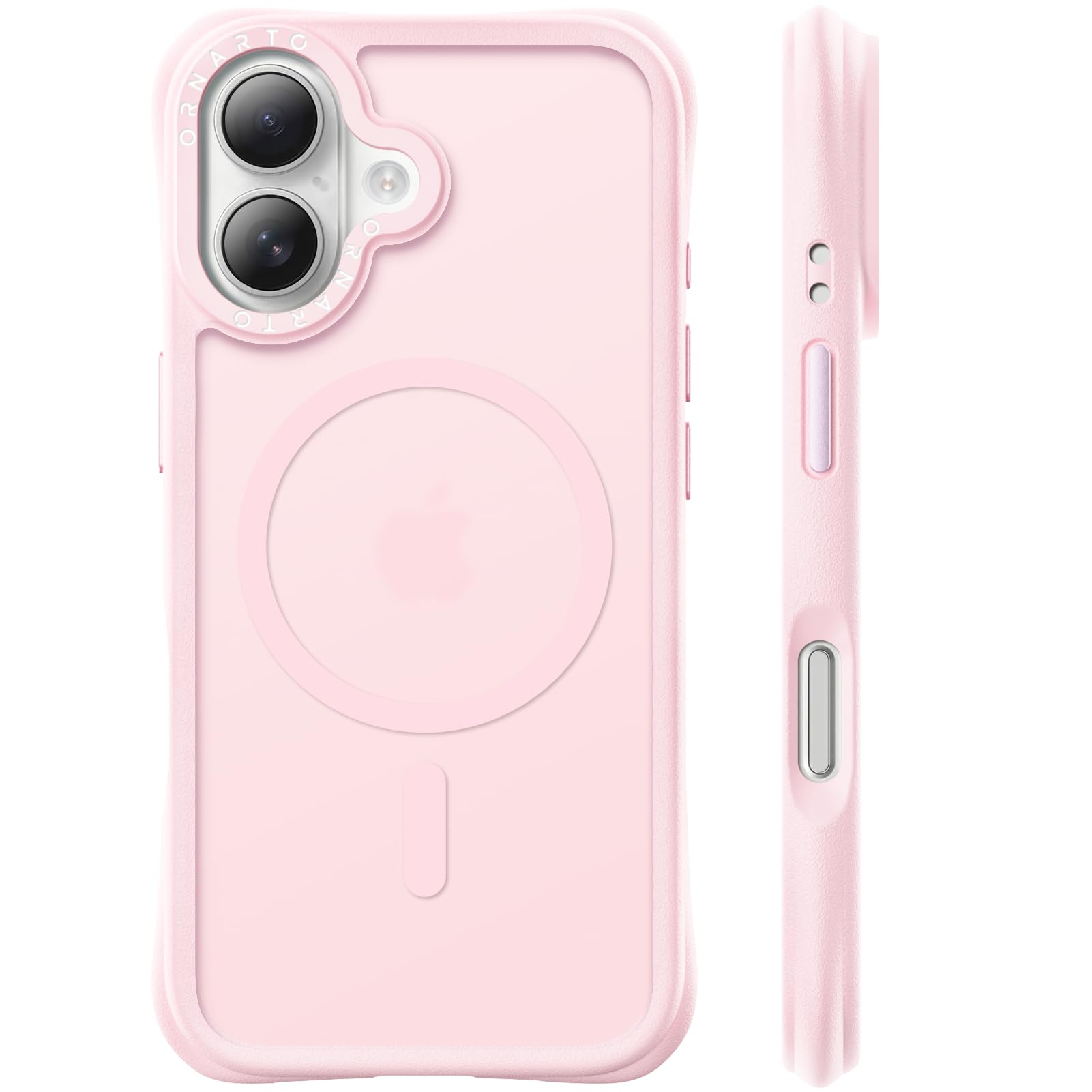 ORNARTO for iPhone 16 Case, Magnetic Matte Chalk Pink