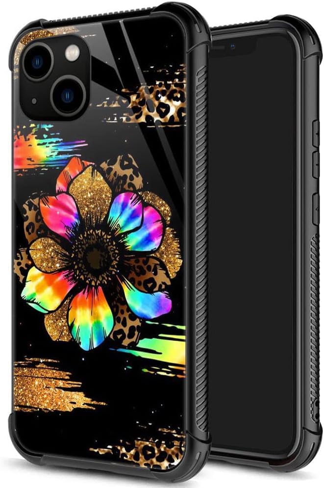 ZHEGAILIAN iPhone 12 Pro Max Phone Case Colorful Flowers Pattern Anti-Scratch Organic Glass TPU Color Ripple