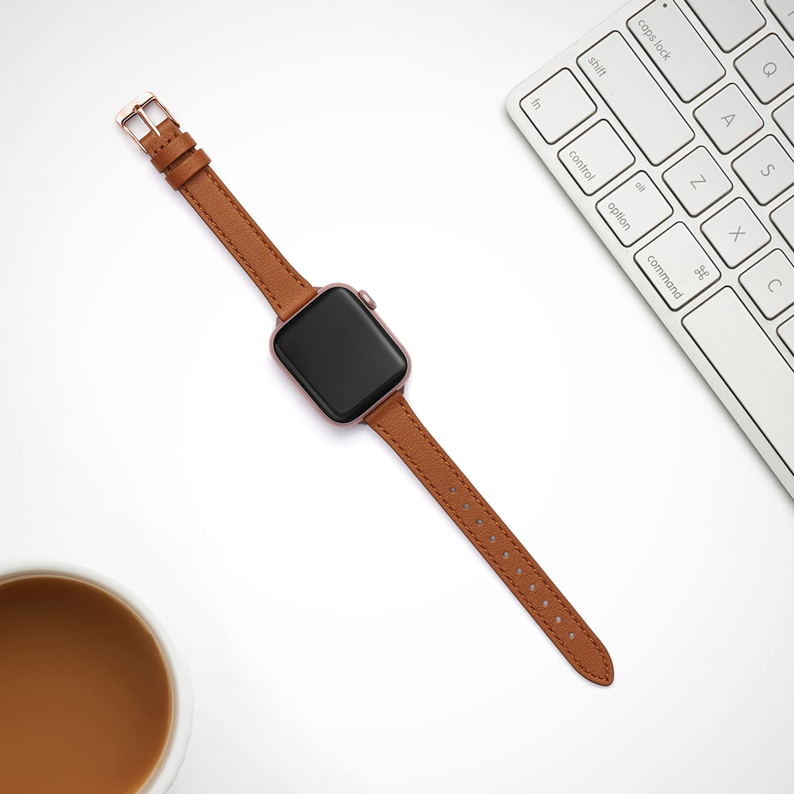 Stiroll Slim Leather Bands Compatible With Apple Watch Band 38Mm 40Mm 41Mm 42Mm(Series 10), Top Grain Leather Watch Thin Wristba