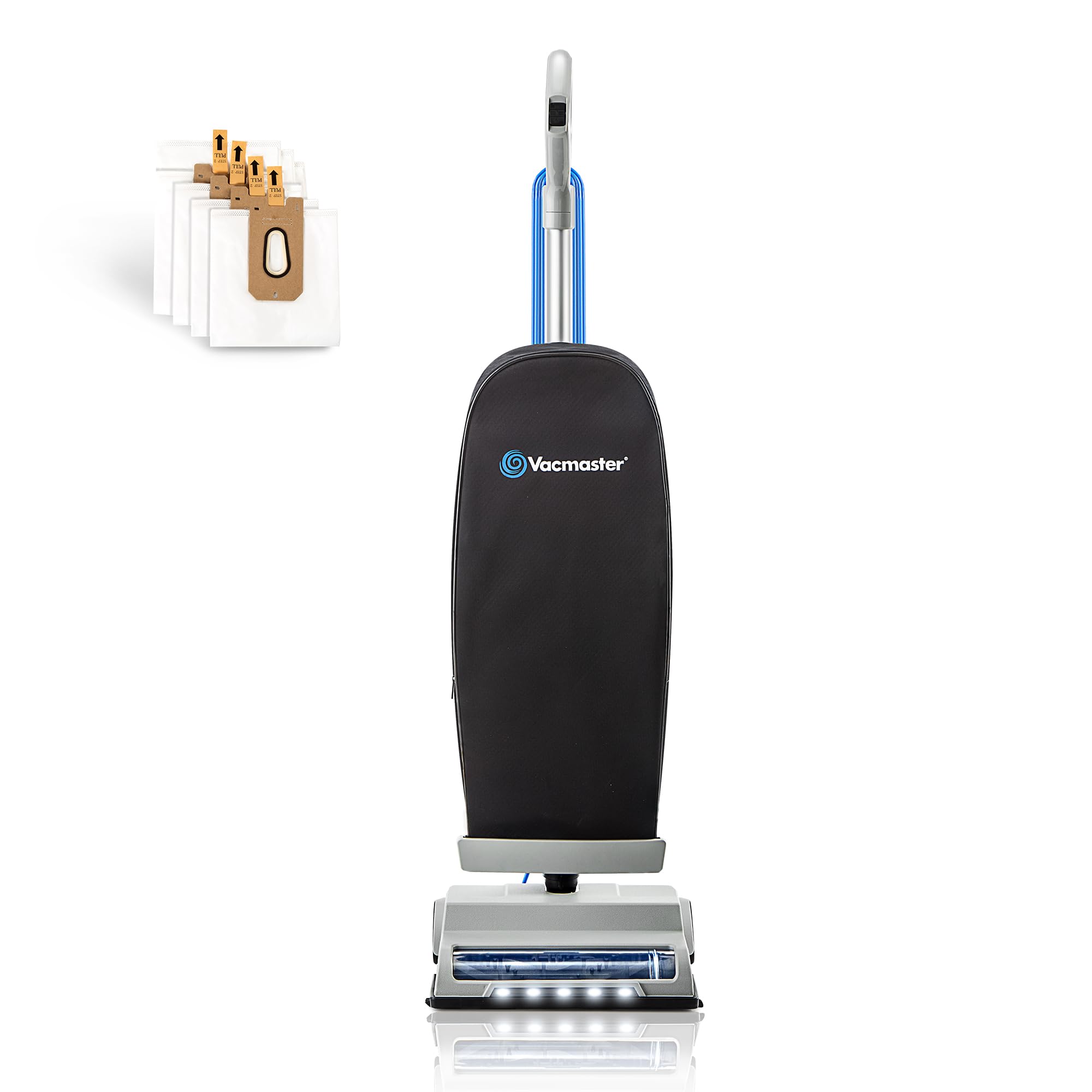 Vacmaster Ub0402 Commercial Vacuum Cleaner Ultra Lightweight 14L Capacity Bagged Upright Vac With Led Headlight And 2 Speed Sett