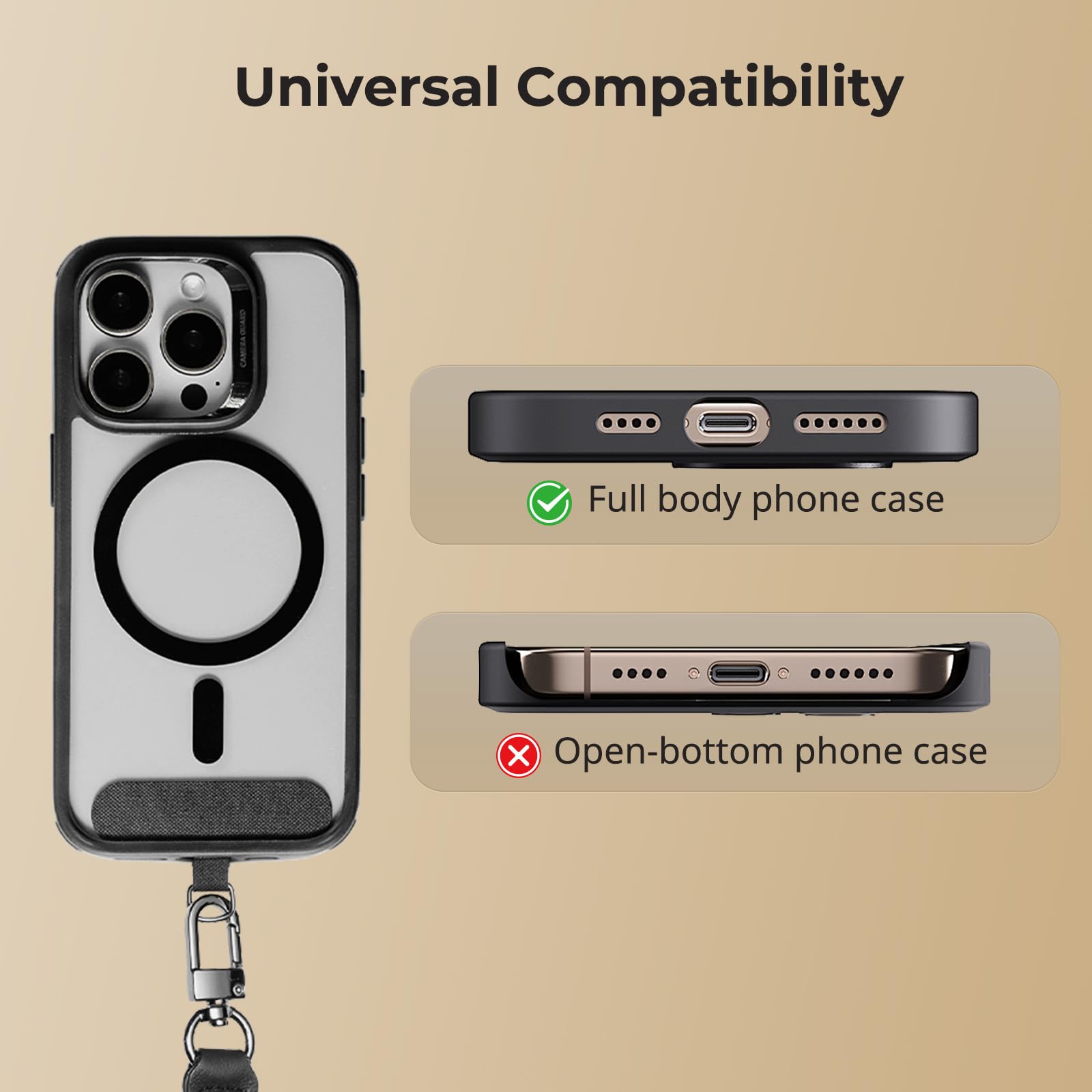 Smallrig Adjustable Phone Wrist Strap, 38Cm Leather & Nylon Wrist Strap For Smartphones With Built-In Hook For Keys & Accessorie