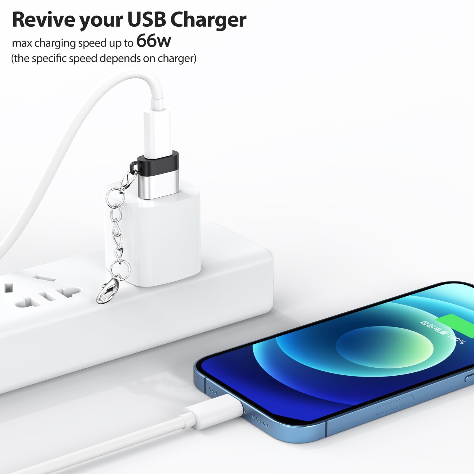 Dteedck Usb C Female To Usb Male Adapter 2 Pack, Usb 2.0 (66W Charging & 480Mbps Data Transfer Sync) Converter With Keychain, Us