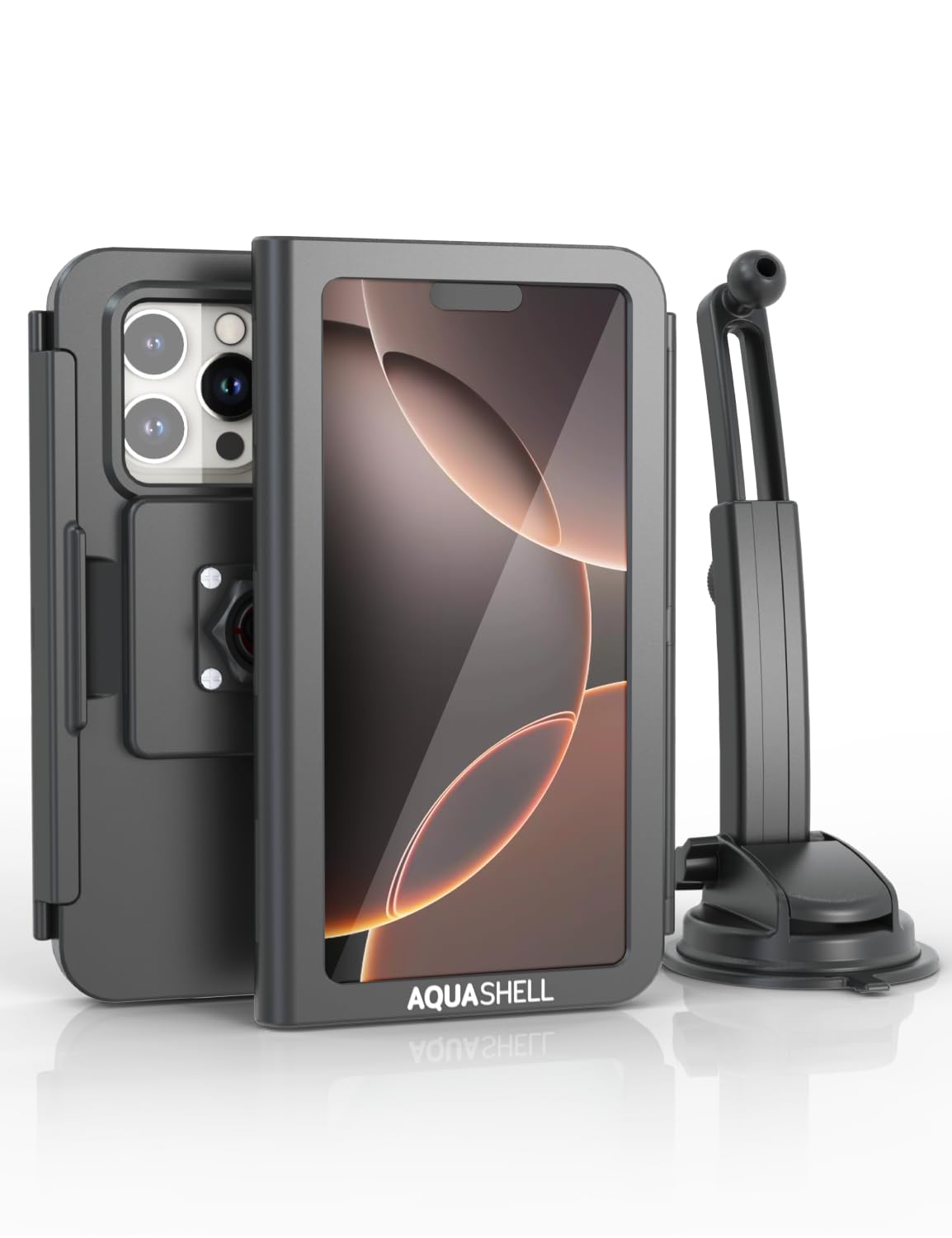 Aquashell Shower Phone Holder Waterproof - Retractable Rotatable Reusable Adjustable Suction Cup Stand Anti Fog Water Proof Phon