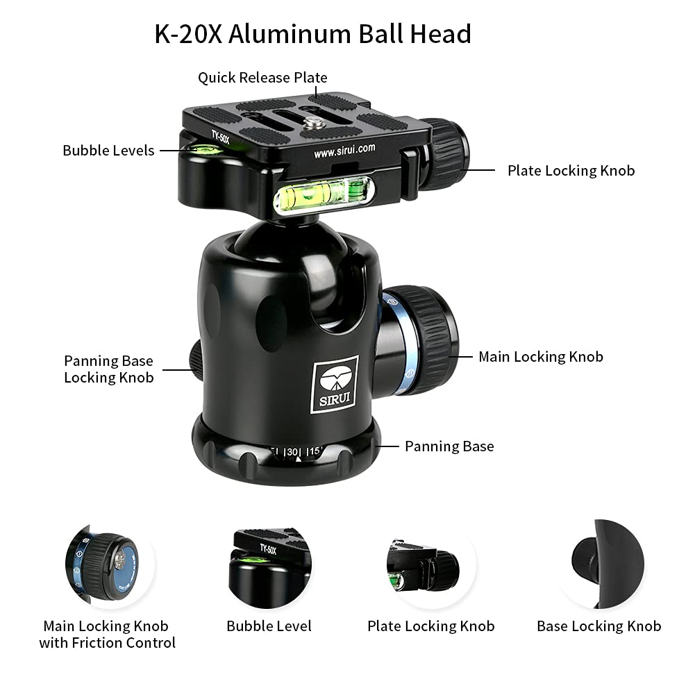 Sirui Am 284 Camera Tripod Carbon Fiber Professional Tripod With K20X Ball Head Load 55Lb (Am 284+K20X)