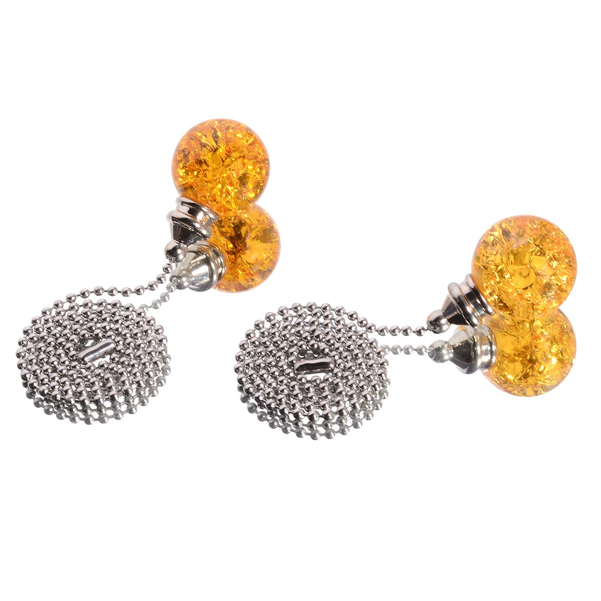2Pcs Amber Pull Chain Crystal Glass Ice Cracked Ball Pull Chain For Ceiling Fan Light Decoration 50Cm Extension Chain