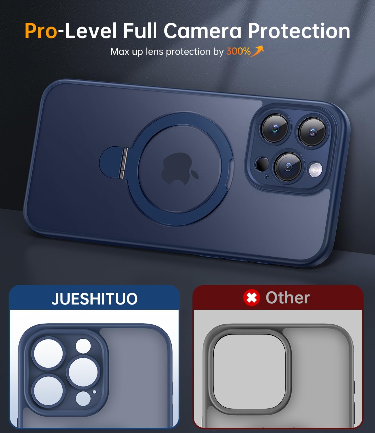 Jueshituo For Iphone 15 Pro Max Case With Magnetic Stand [Full Camera Protection] [Compatible With Magsafe] Mil Grade Shockproof