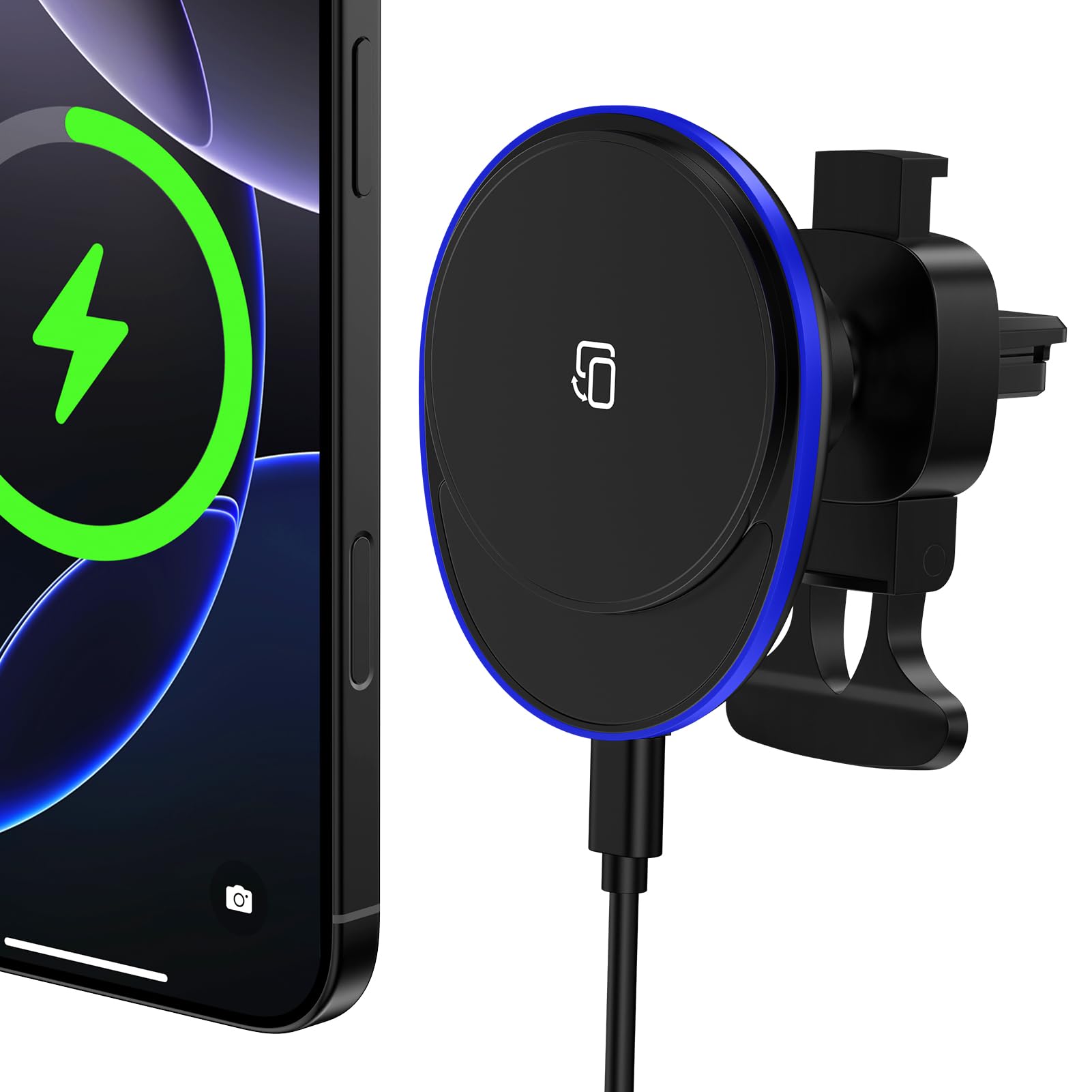 15W Magnetic Wireless Car Charger, Magsafe Car Mount Charger Fast Air Vent Car Phone Holder Charge R For Iphone 16E 16 Pro 16 15