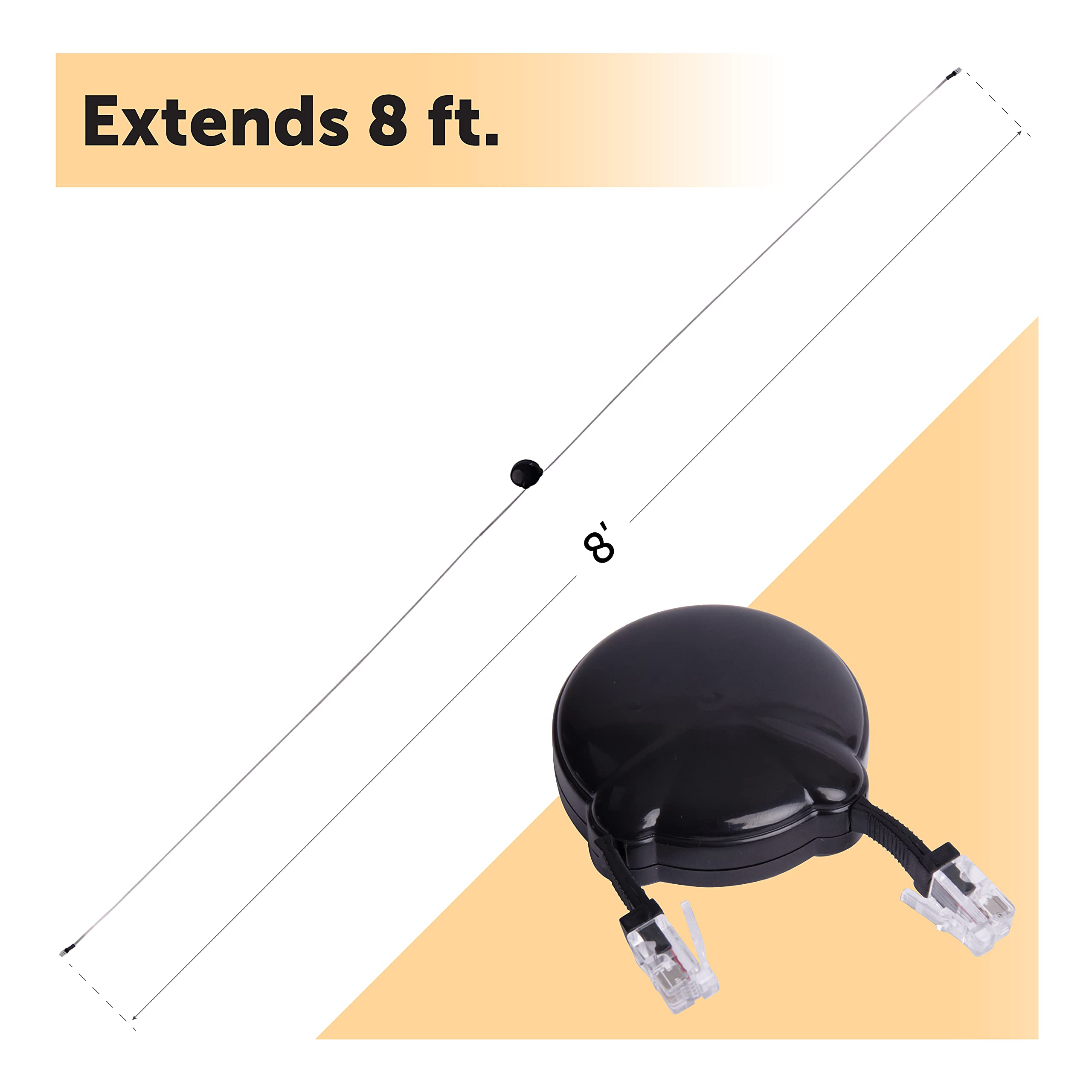 Softalk Cord Manager Retractable Phone Cord Detangler Cable For Landlines And Office Telephones, Black, 8 Ft