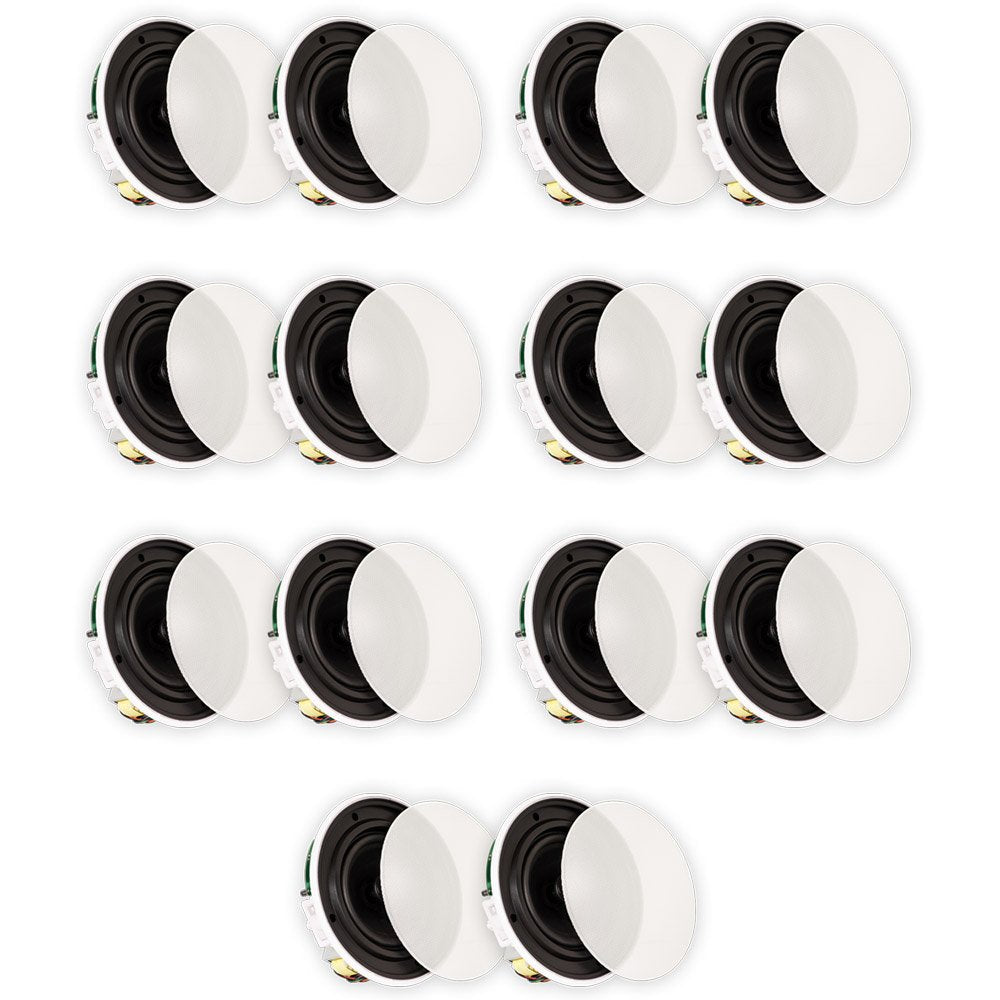 Theater Solutions TSQ670 Flush Mount 70 Volt Speakers with 6.5 Woofers in Ceiling 7 Pair Pack