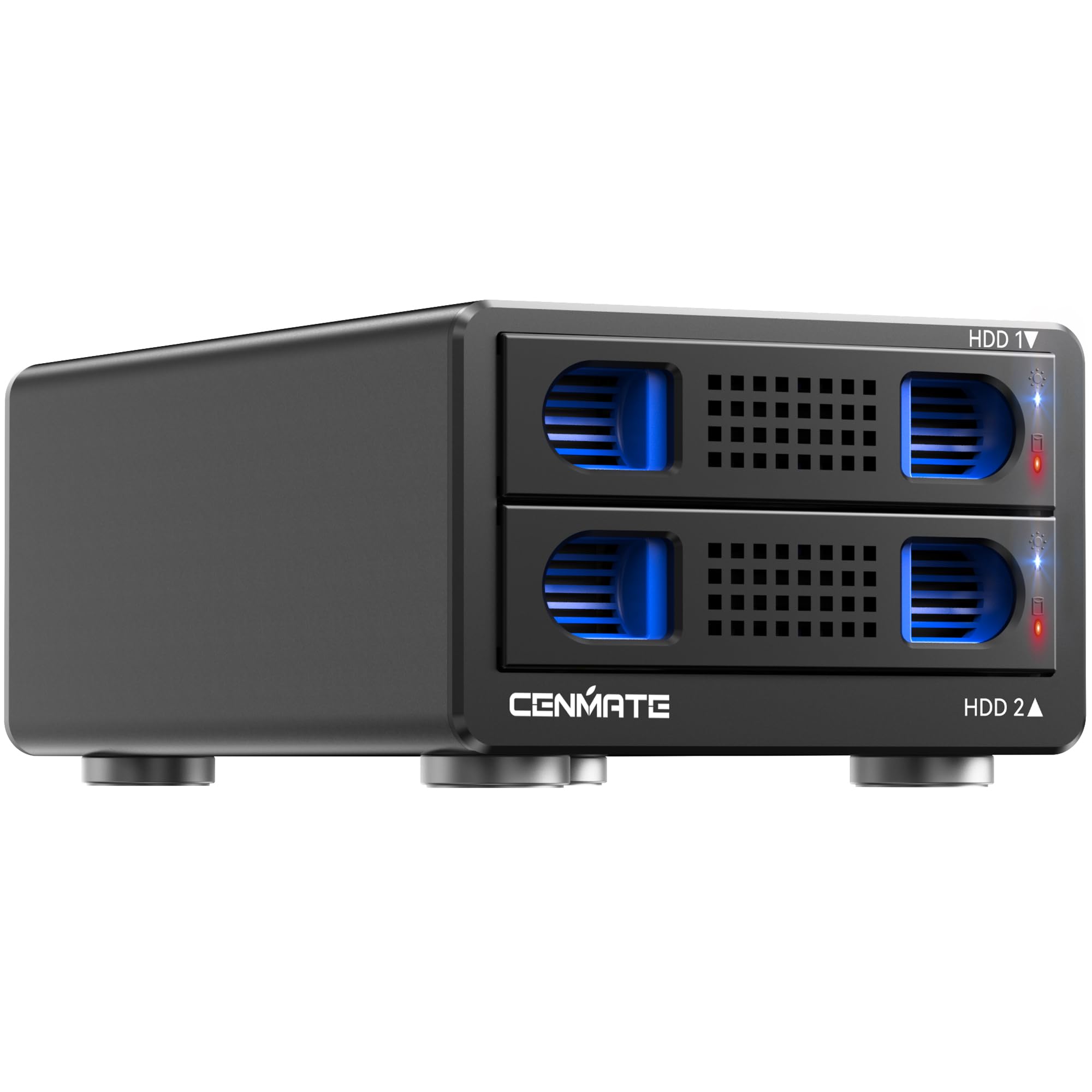 Cenmate Dual Bay Hard Drive Raid Enclosure With Cooling Fan For 2.5/3.5'' Sata Hdd/Ssd With Usb A/C 3.0 Cable, 3.5 Hard Drive En