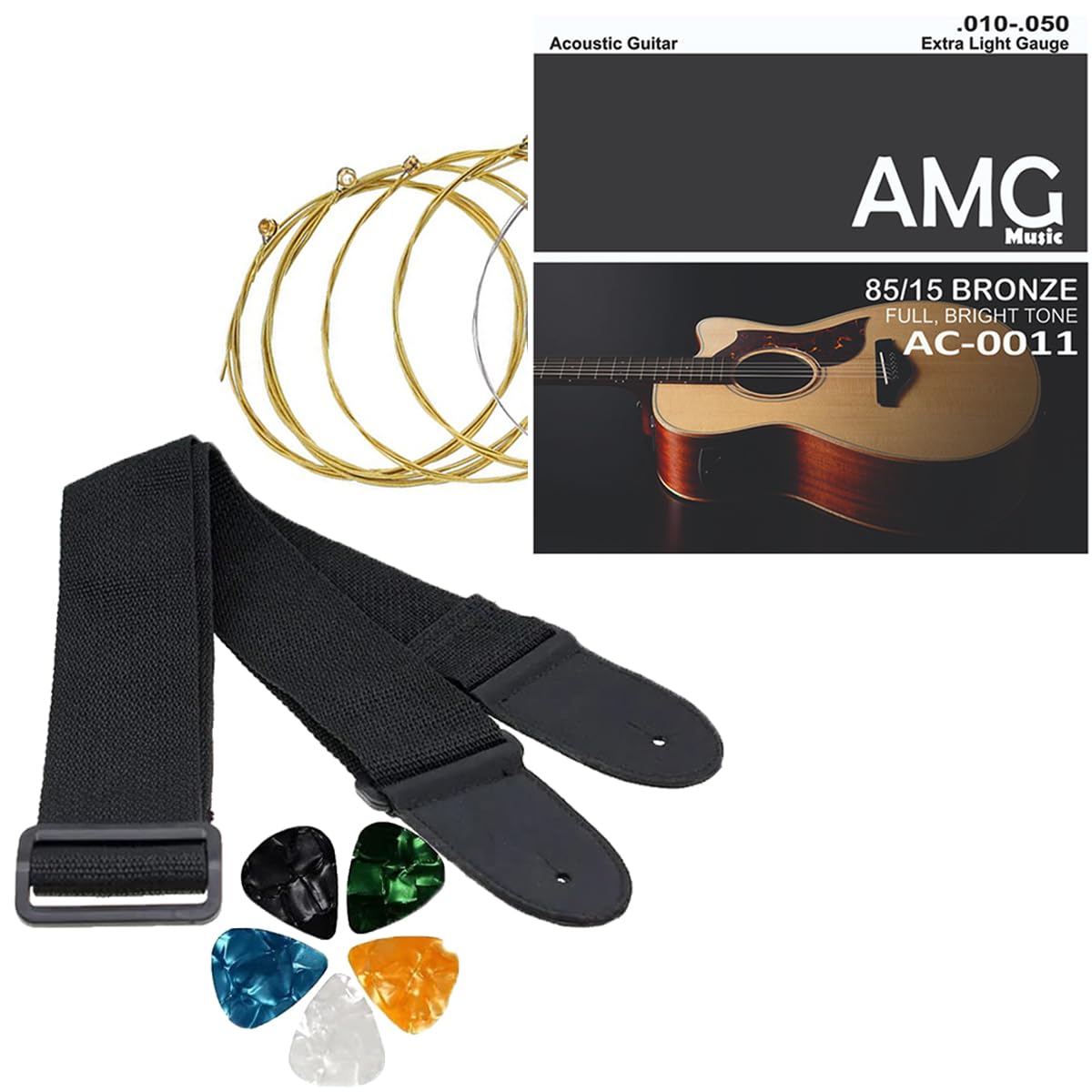 Device Of Urban Infotech Guitar String With Guitar Strap Belt & Picks, Acoustic Guitar Strings Set Of 6 Replacement Guitar Strin