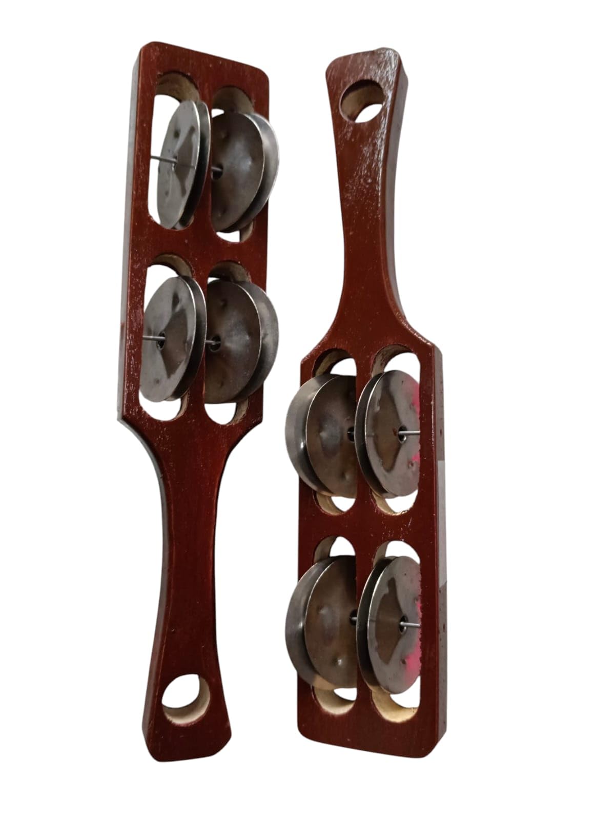 Akshar Tabla Mart Hand Percussion Wooden Cymbals Jhika Khanjari (2 Pish) Indian Musical Instrument