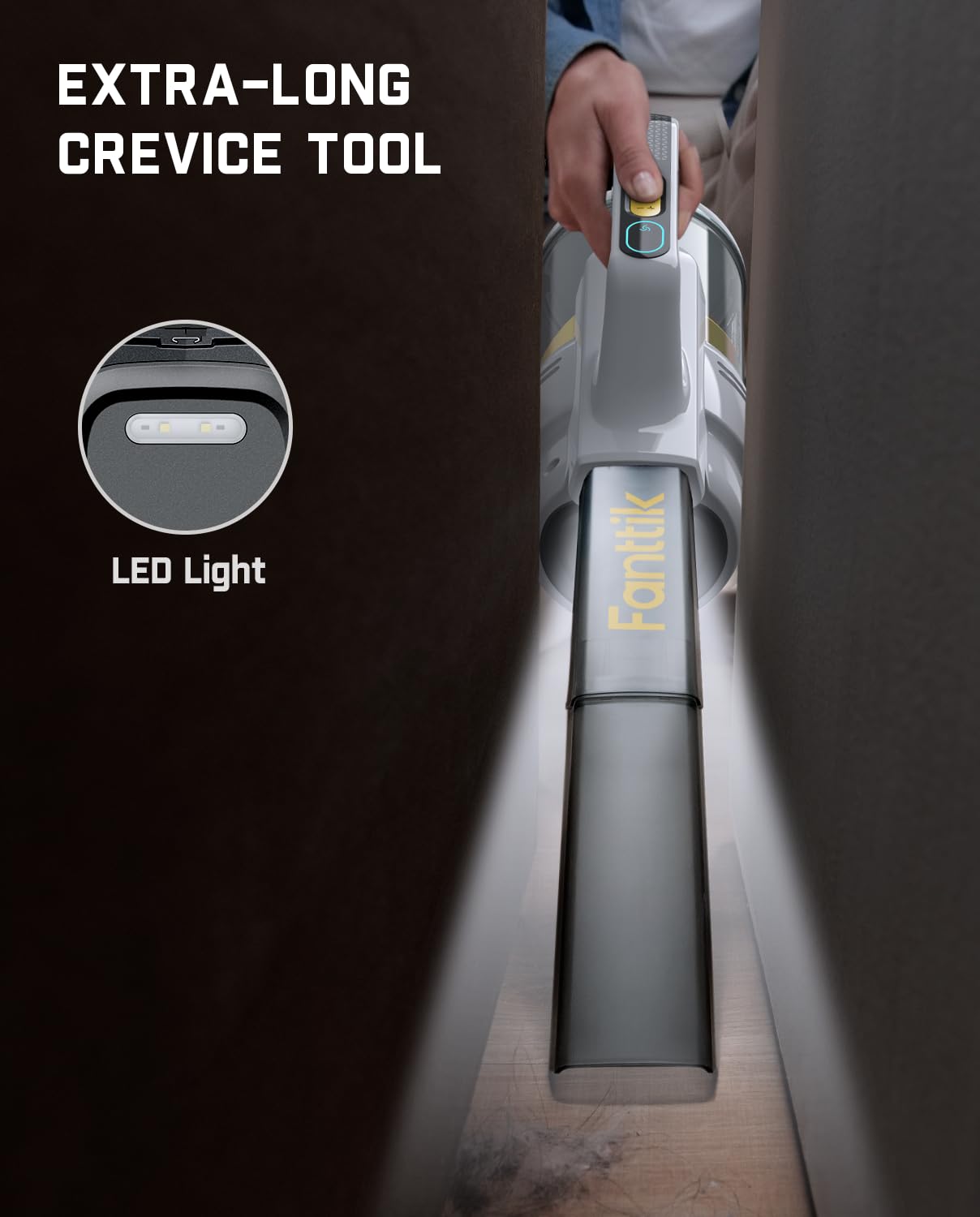 Fanttik Cruise V9 Car Vacuum Cleaner Suction Power With 15000Pa Handheld Vacuum Cordless With Extension Tube & Led Display & Lig