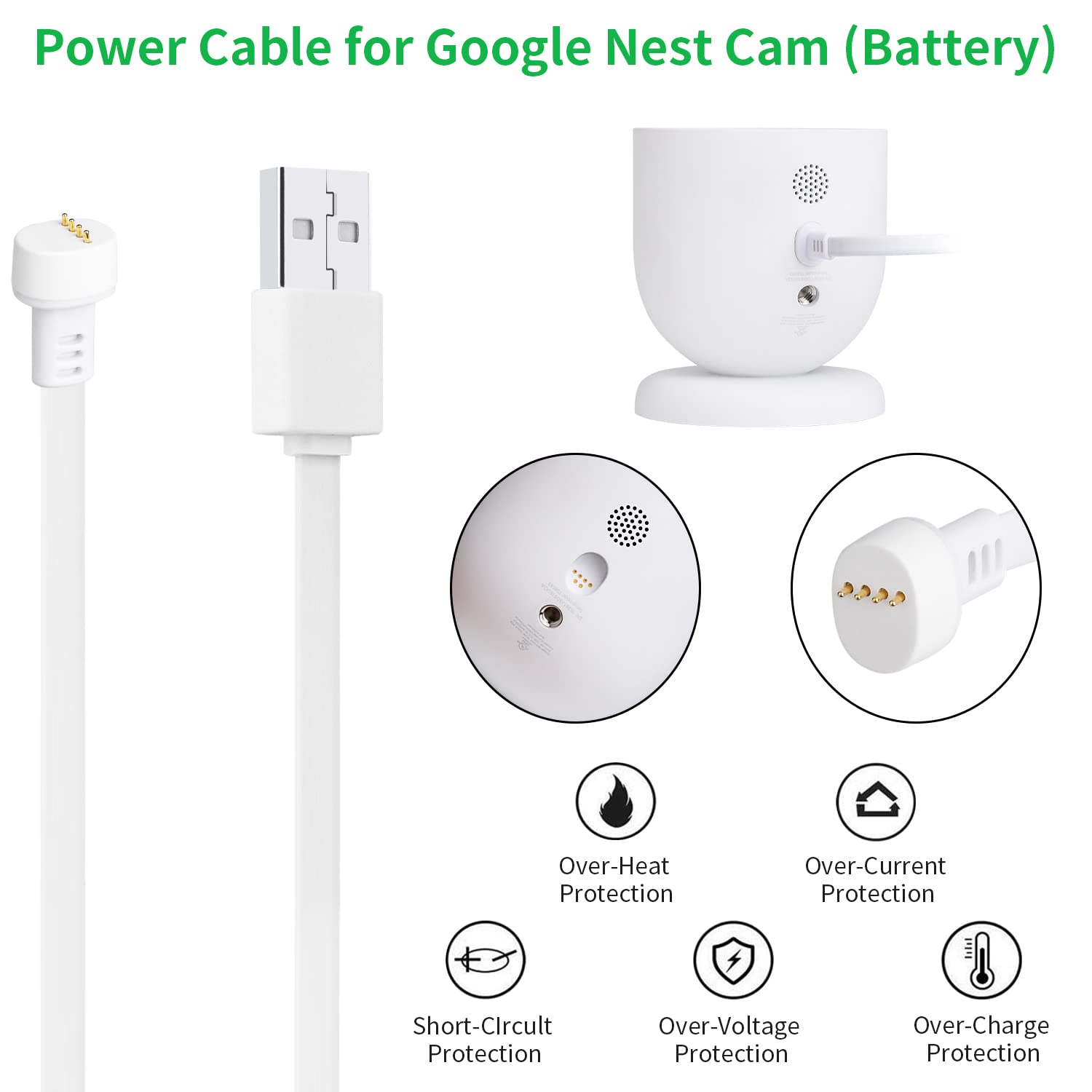 2Pack Power Adapter Compatible With Google Nest Cam Outdoor Or Indoor, Battery, With 16.4Ft/5M Weatherproof Charging Cable Conti