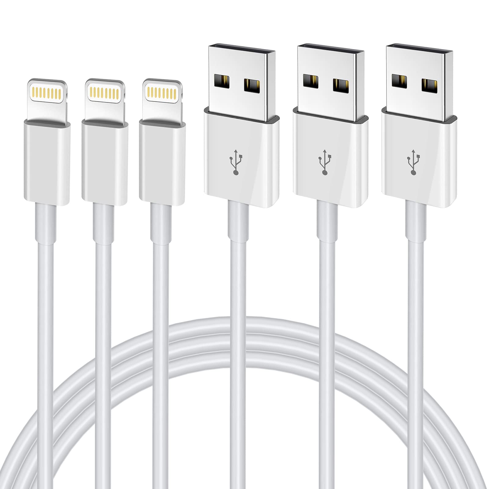 Iphone Charger 3Ft, [Apple Mfi Certified] Lightning Cable Original 3Pack Usb Fast Charging Data Sync Cord Compatible With Iphone
