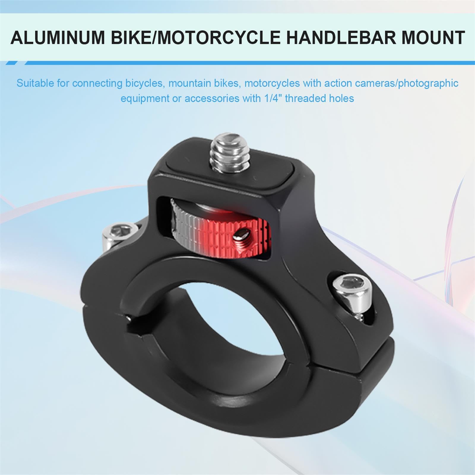 Bike Motorcycle Camera Mount, Aluminum 360 Degrees Rotary Anti-Reverse Bicycle Clamp Holder Motorcycle Handlebar Mount Bracket F