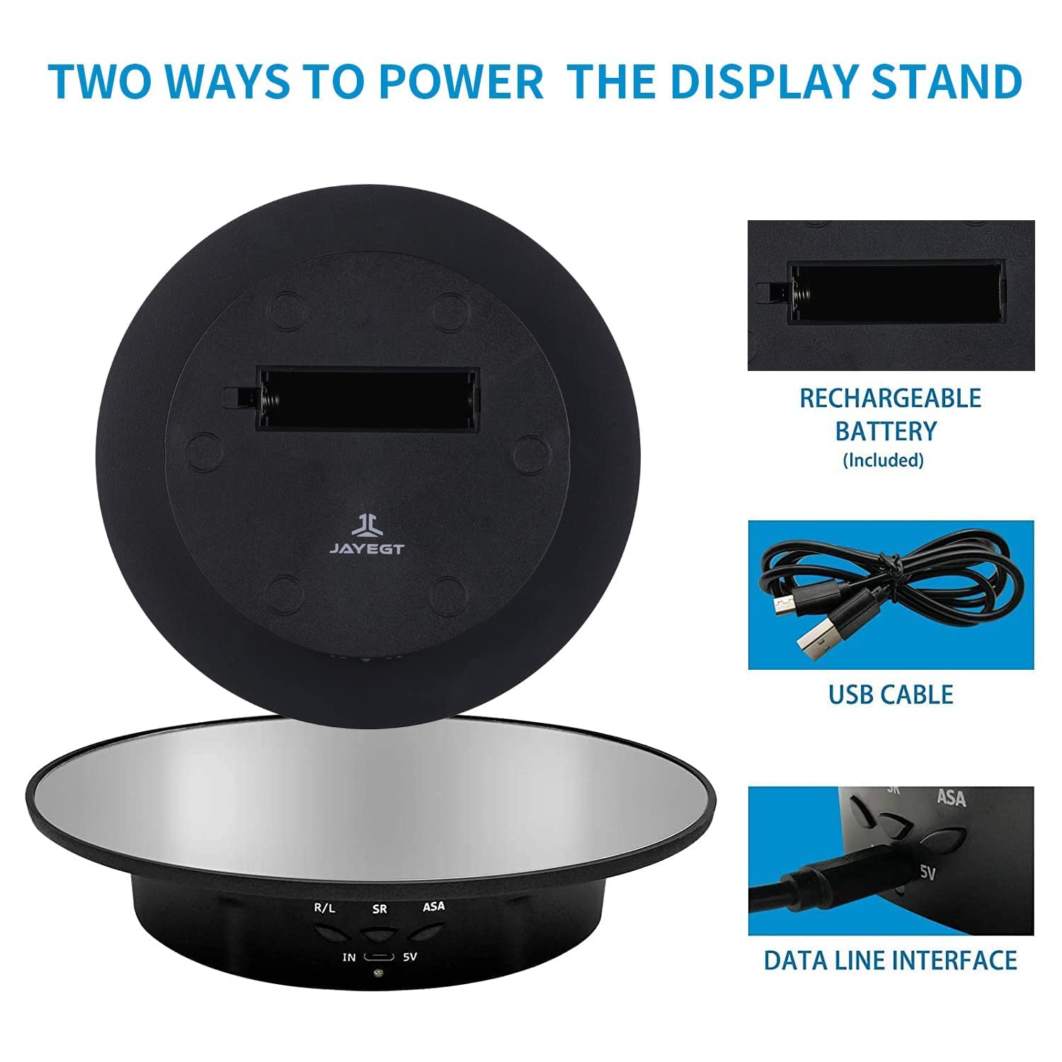 Jayegt Motorized Rotating Display Stand, 7.87Inch /17.6Lbs Load, 360 Degree Electric Rotating Turntable For Photography Products