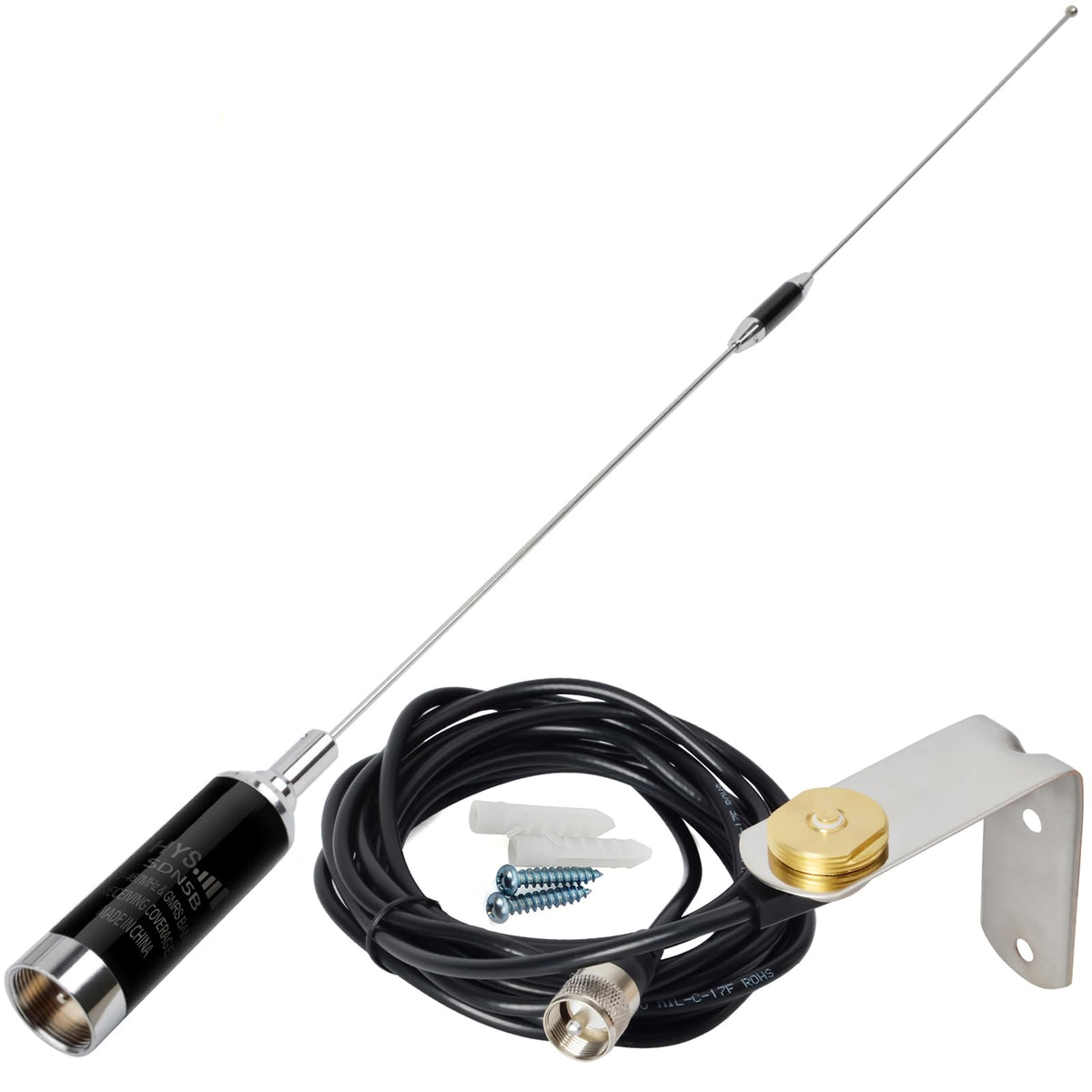 Hys Uhf Band Nmo Gmrs Amateur Antenna 5.5Dbi, 460 470Mhz 35Inchs Whip Antenna With L Bracket Trunk/Hole Mount & 13Ft/About 4M Rg