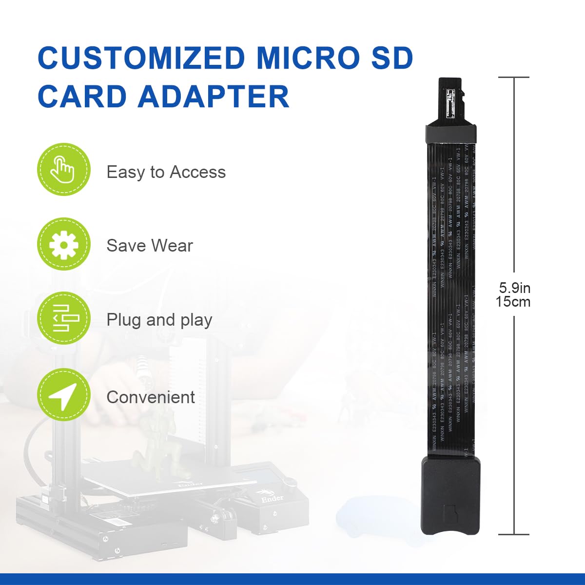 Lanmu Micro Sd To Micro Sd Card Extension Cable Adapter Compatible With Ender 3 Pro/Ender 3/Ender 3 V2/Ender 5 Plus/Ender 5 Pro/