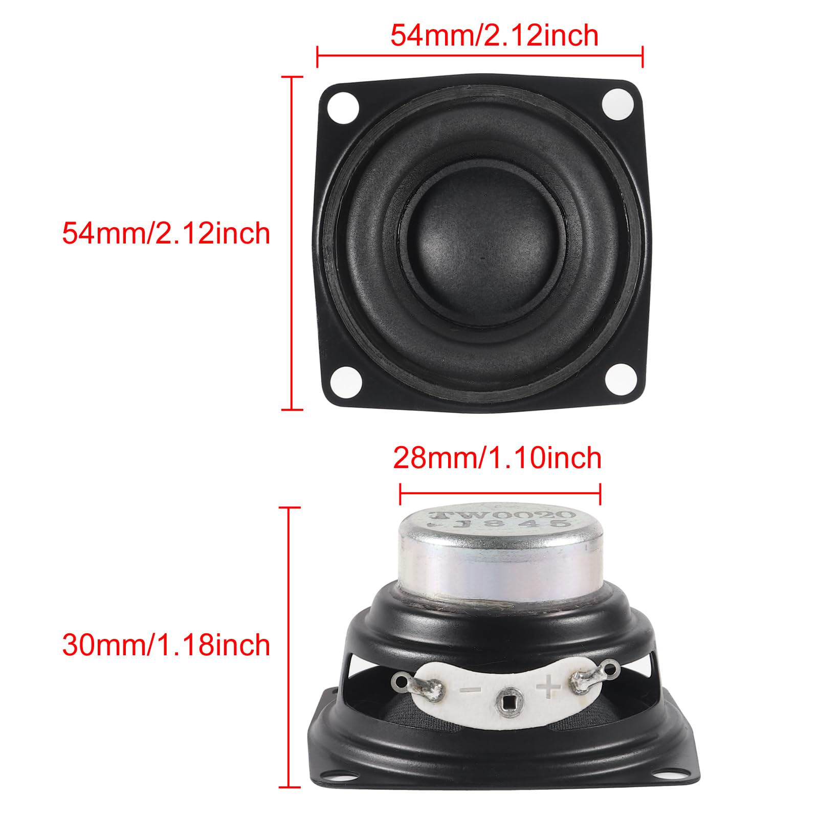 Dweii 4Pcs 2'' 2Inch 4Ohm 10W Full Range Audio Speaker Stereo Woofer Loudspeaker For Arduino 2Inch 4Ohm 10W Full Range Audio Spe