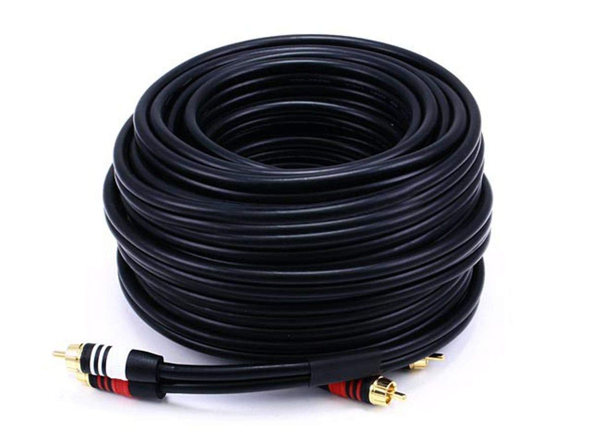 Monoprice Premium Two Channel Audio Cable   2 Rca Plug To 2 Rca Plug, Male To Male, 22Awg, 50 Feet, Black