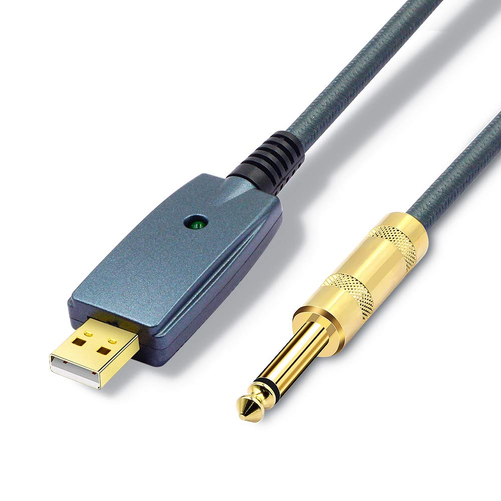 Siyear Usb Guitar Cable  Usb Interface Male To 6.35Mm 1/4'' Ts Mono Electric Guitar Converter Cable, Guitar Computer Connector C