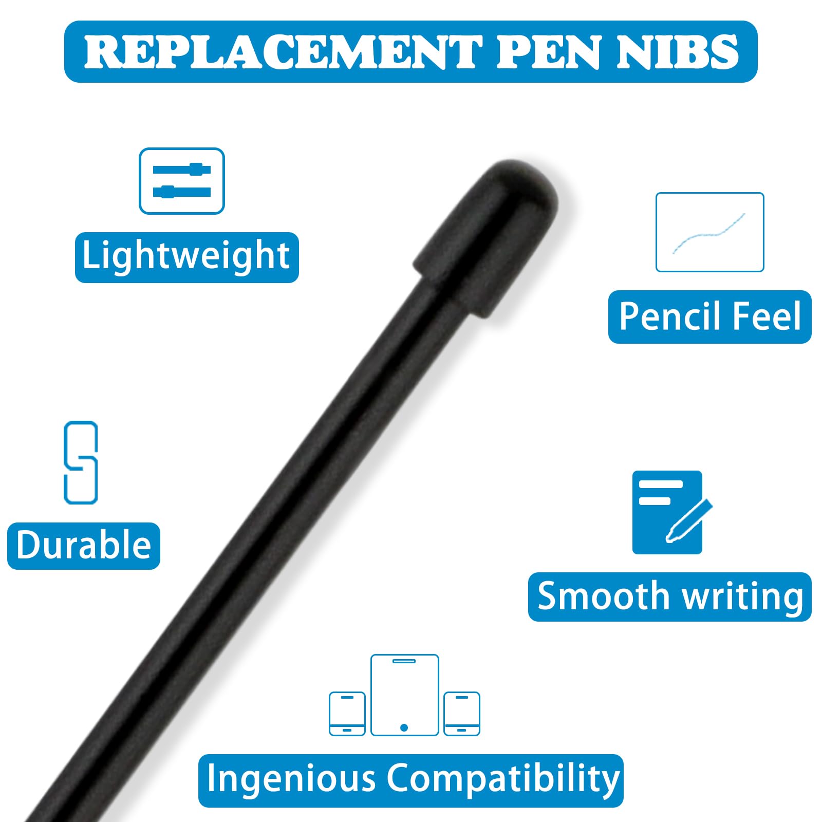 Standard Pen Nibs For Wacom,12Pcs Black Replacement Refill Pen Tips For Wacom Intuos Pro,Wacom Imobilestudio Pro,Wacom Cintiq Pr