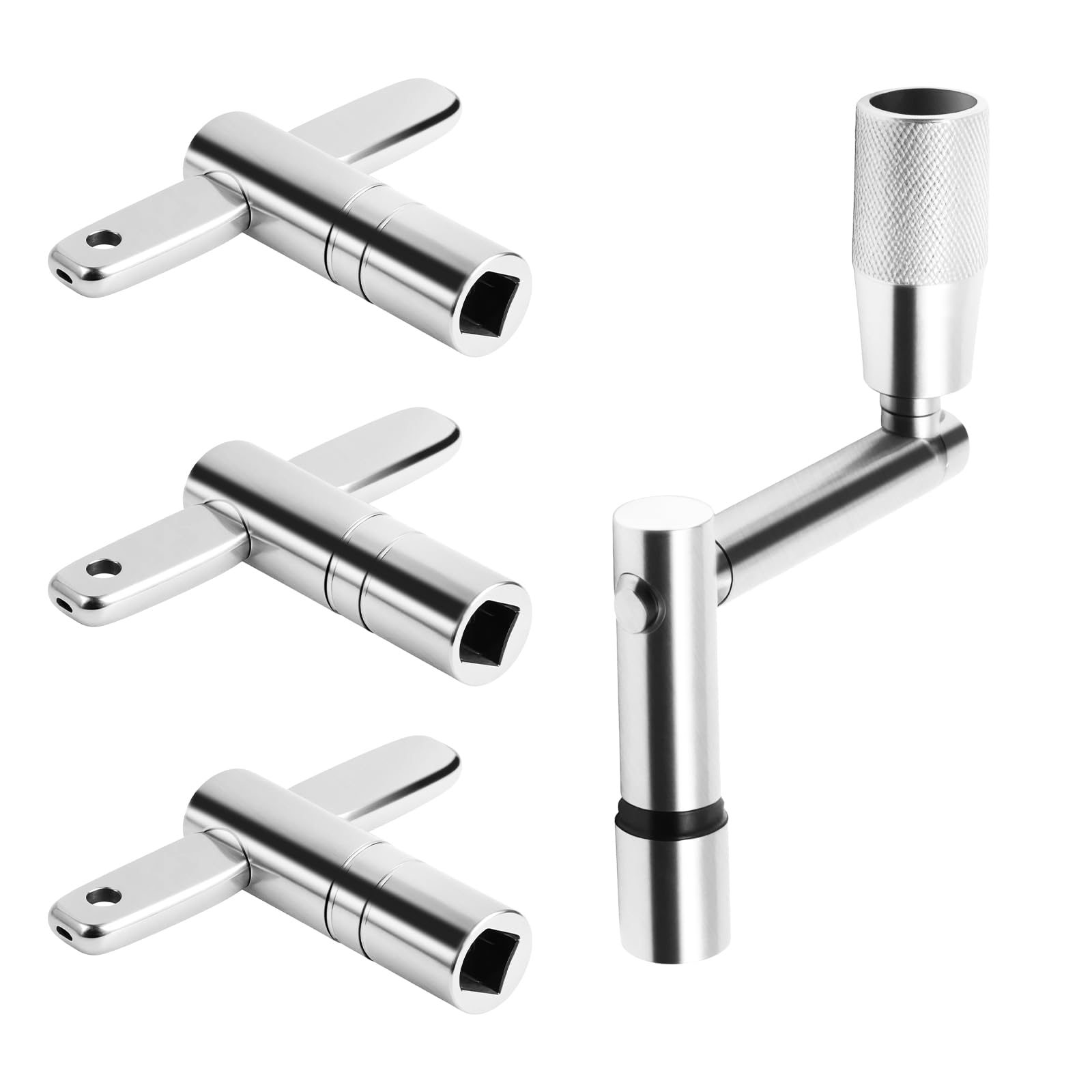 EPUICEK 4-Pack Universal Drum Key Set - Stainless Steel Tuning Wrench Kit with Continuous Motion Speed Key - Fits All 1/4 Rods (