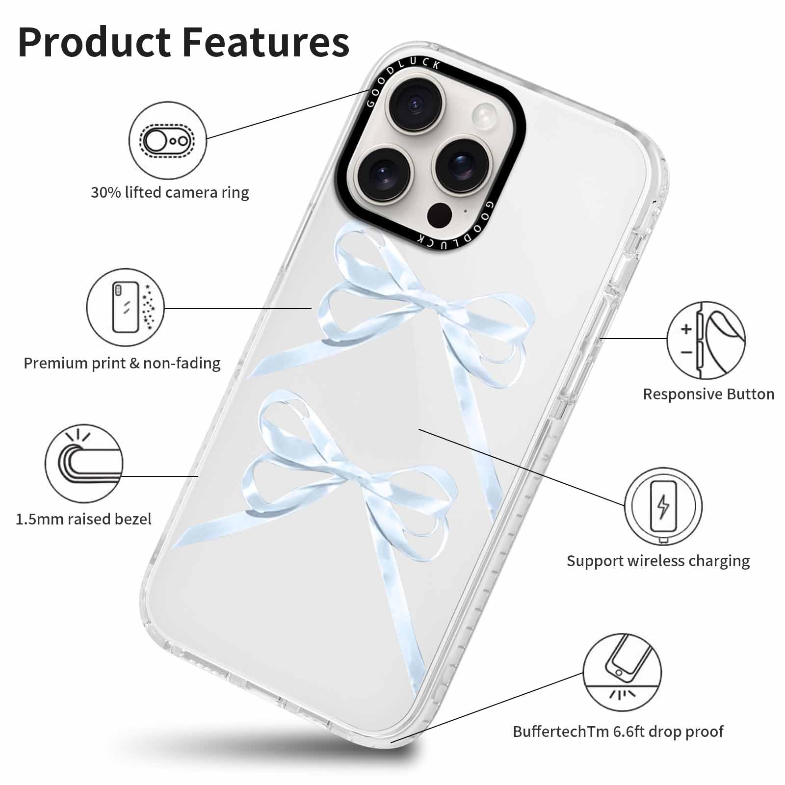 Rumdey 2 Pack Clear Bow Phone Case For Iphone 16 Pro Max 6.9 Inch, Cute Aesthetic Pattern Design Protective Soft Slim Shockproof