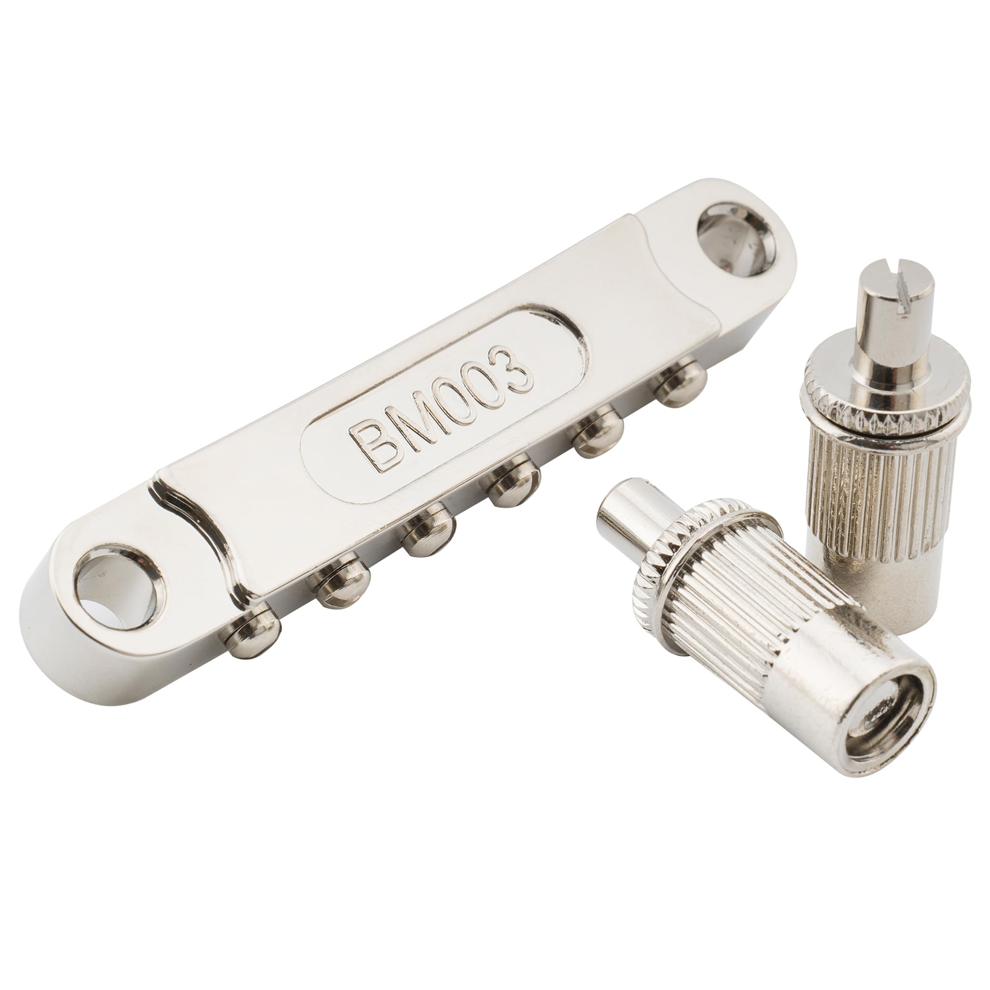 Musiclily Pro 52Mm Guitar Roller Saddle Bridge Tune O Matic Bridge With M8 Post For Les Paul Lp Sg Electric Guitar, Nickel
