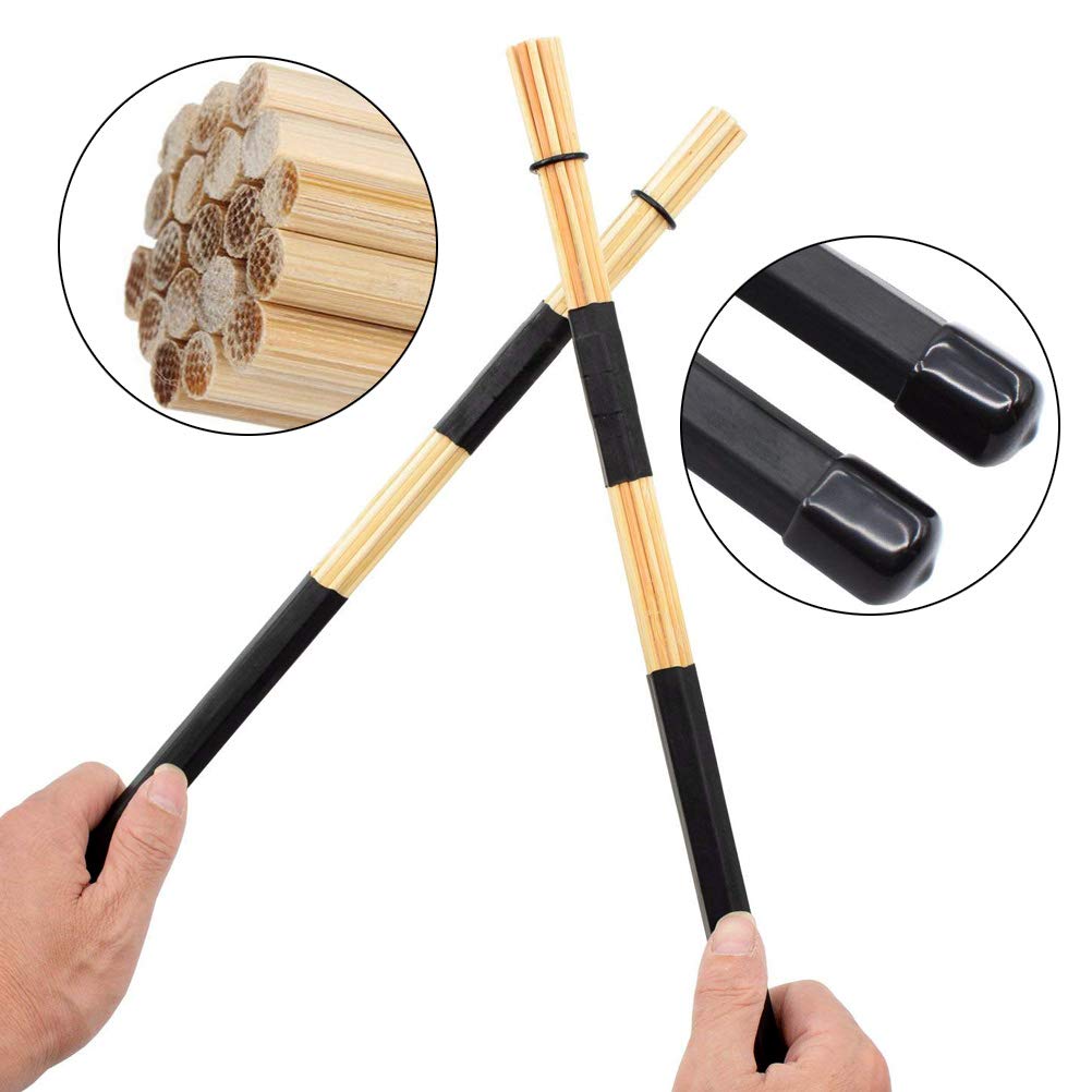 Aulufft Drum Stick Set,1 Pair 5A Classic Maple Wood Drum Sticks And 1 Pair Retractable Drum Wire Brushes And 1 Pair Rods Drum Br