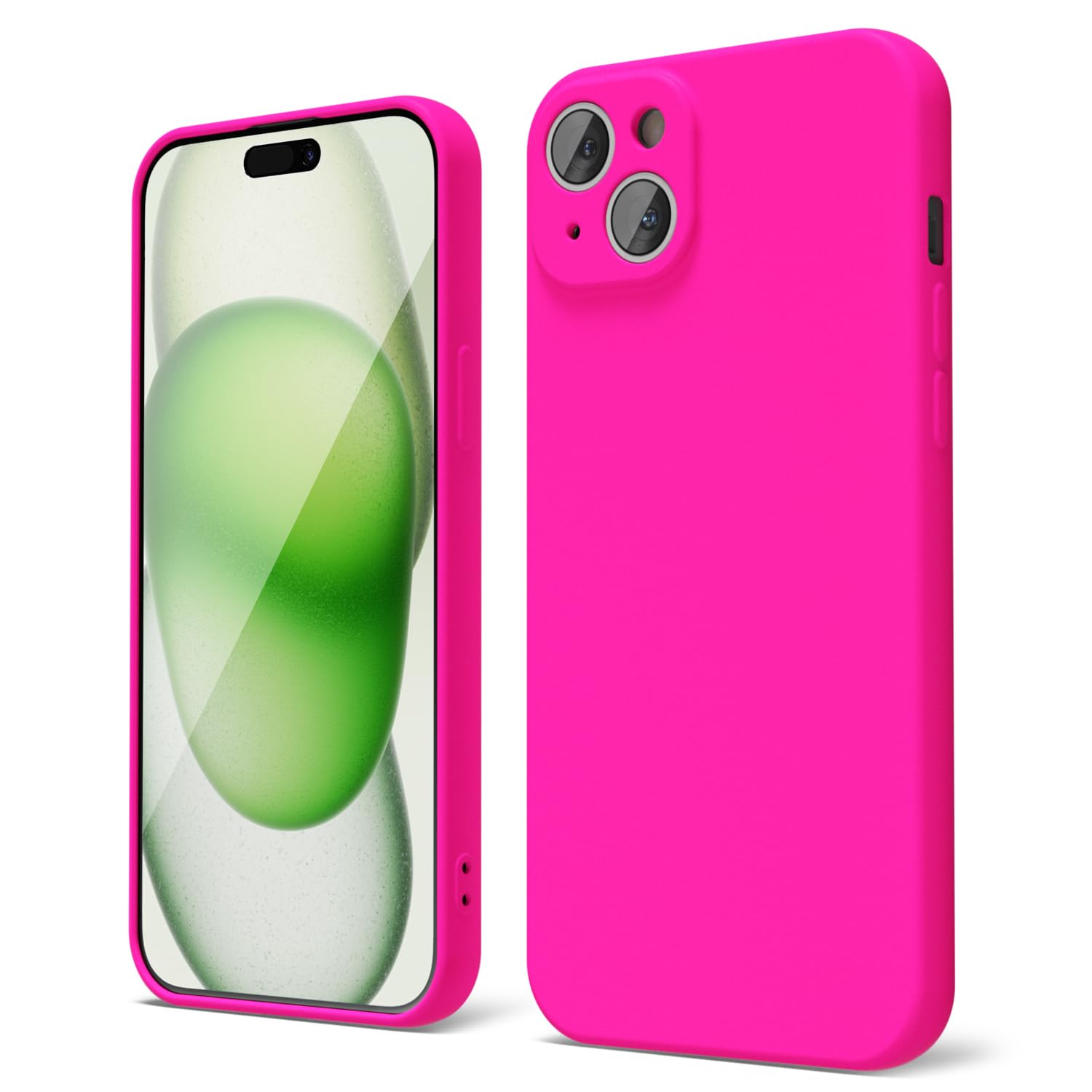 Oakxco For Iphone 15 Plus Phone Case Liquid Silicone, Neon Bright Solid Color, Thin Slim Soft Rubber Gel Matte Tpu Plain Simple