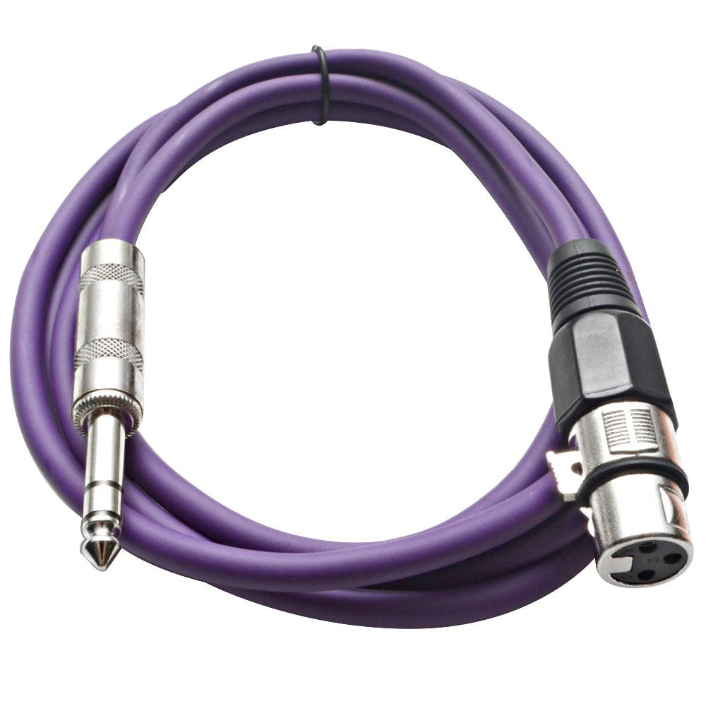 Seismic Audio Satrxl-F6 6-Feet Xlr Female To 1/4-Inch Trs Patch Cables - Purple