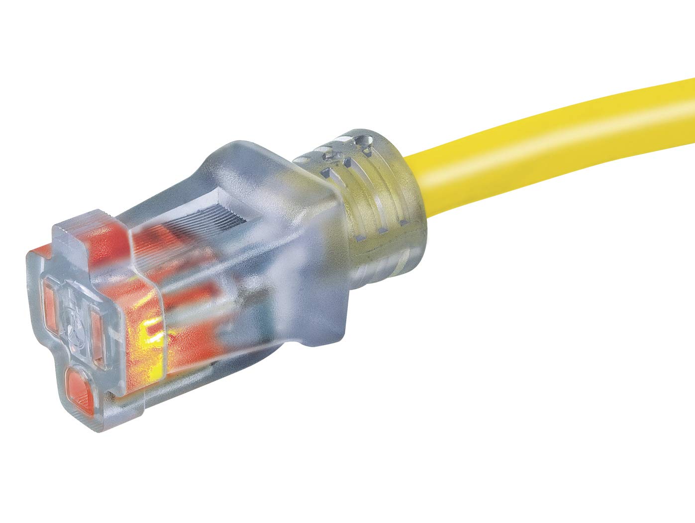 Prime Wire And Cable Lt511730 50 Foot 14/3 Sjtow Bulldog Tough Extension Cord With Primelight Indicator Light, Yellow