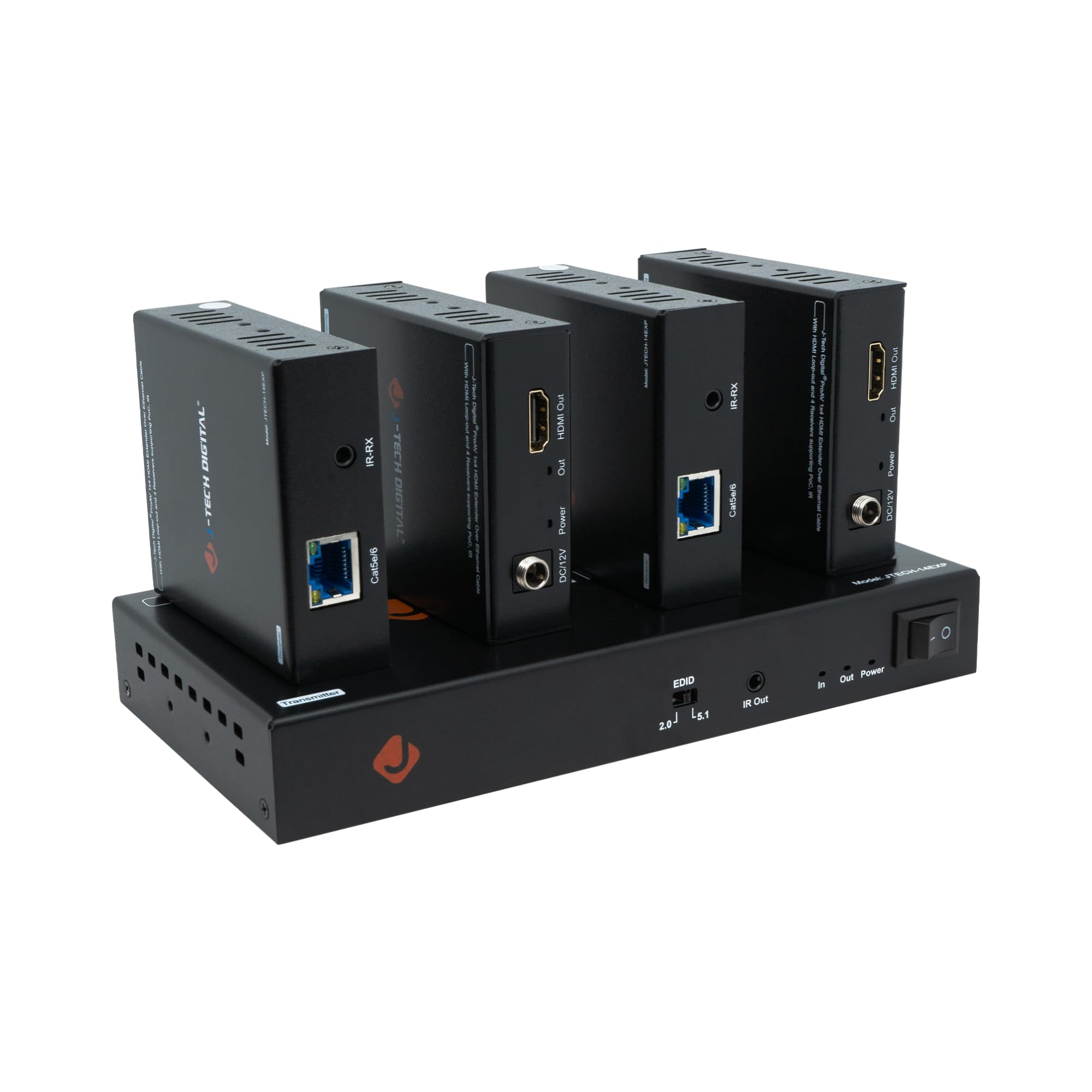 1080P 60Hz Hdmi Extender Splitter Over Single Cat5E/6 Ethernet Cable 1 In 4 Out Up To 164Ft. Features Local Hdmi Loop Out, Poc,