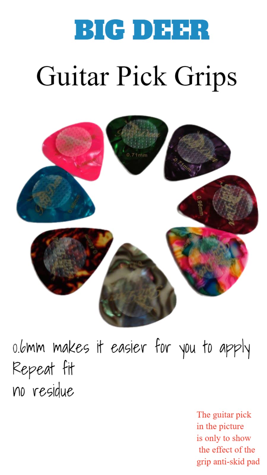 Bigdeer 48Pc Ultra Thin 0.6Mm/0.024In Guitar Pick Grips And 2 Guitar Picks With Grip. Help You Hold Guitar Picks,Stop Dropping Y