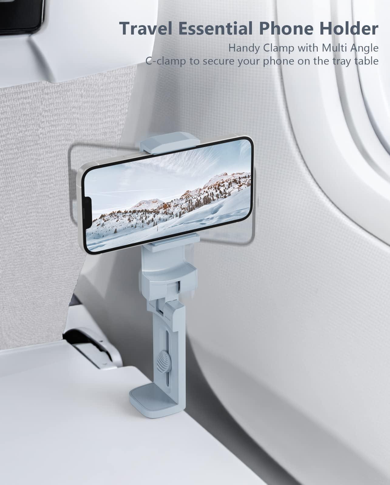 Airplane Travel Essentials Phone Holder, Universal Handsfree Phone Mount For Flying With 360 Degree Rotation, Travel Accessory,
