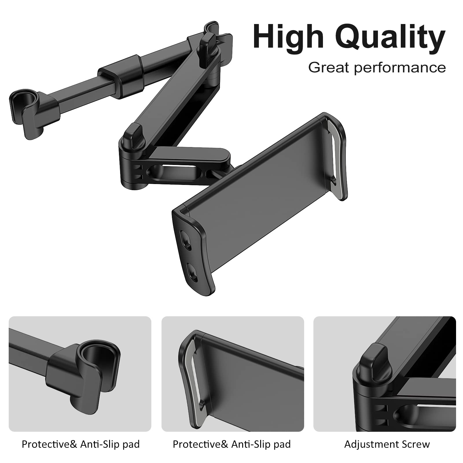 Uniwit Car Headrest Backseat Mount, 360 Rotating Adjustable Car Backseat Headrest Tablet/Phone Holder, Compatible For All 4-11 T