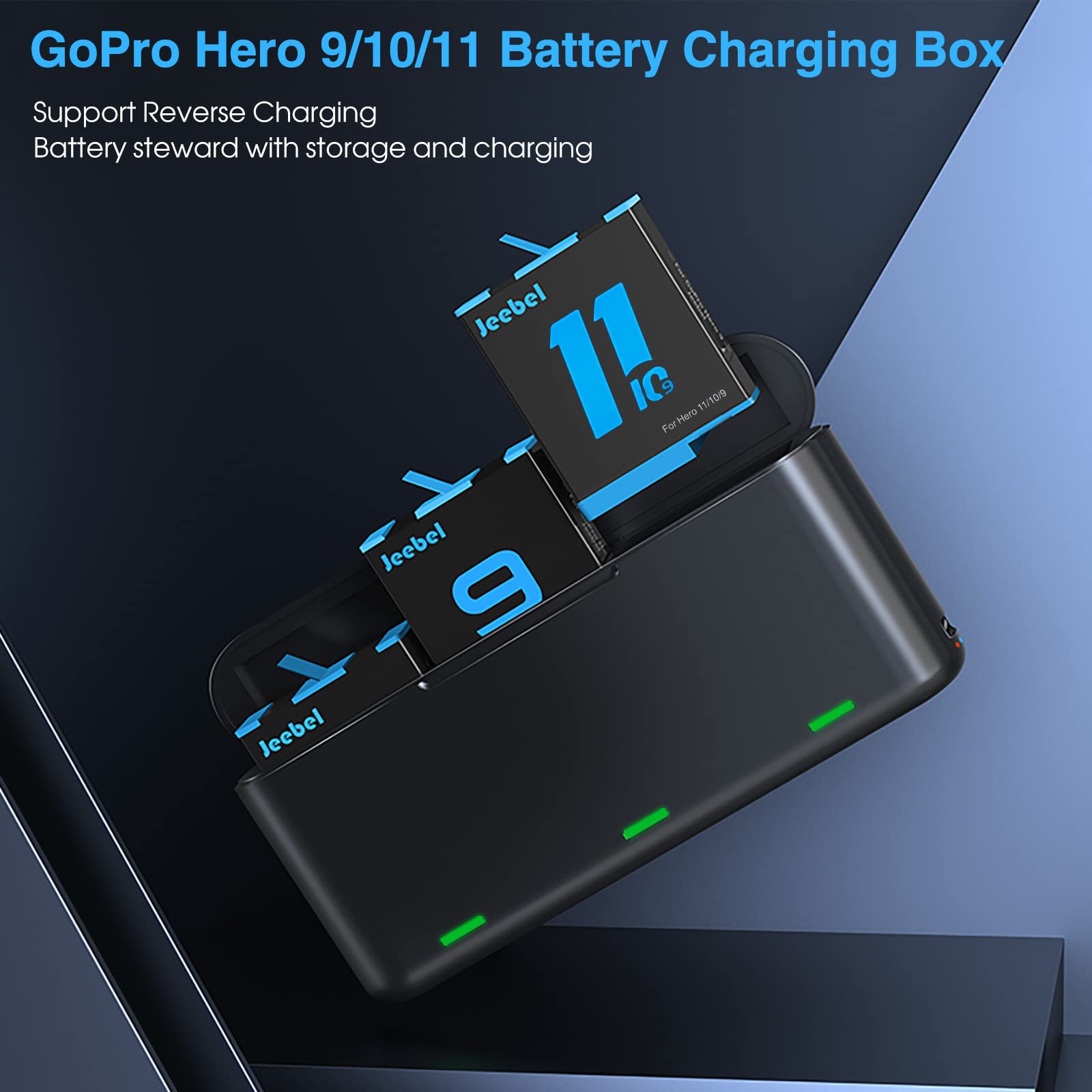 Battery Charger For Gopro Hero 12/11/10/9 Support Reverse Charging With Type C Port To Charge And Discharge Gopro 9/10/11/12 Bat