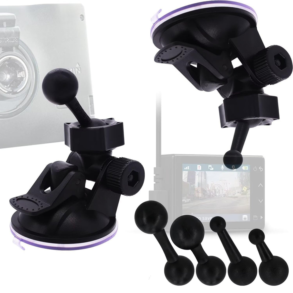 iSaddle for Garmin Dash Cam Mount - Suction Cup Holder for Garmin Dash Cam Mini/Mini 2/Min 3 30 35 45 46 55 56 65W 66W 67W X110 X210 X310/Speak Plus & for Garmin Nuvi Vehicle GPS Mount (4 Ball Head)