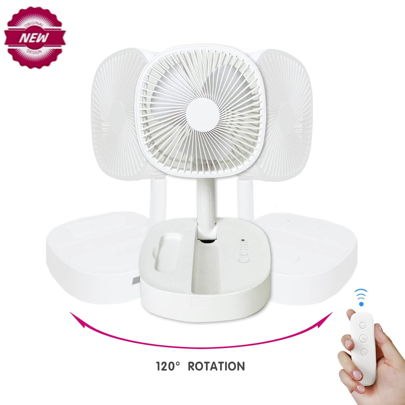 Magesh Oscillating Pedestal Foldable Desk And Floor Fan, Table Fan, Remote Control Telescopic 4 Speed Quiet Timer Fan For Bedroo