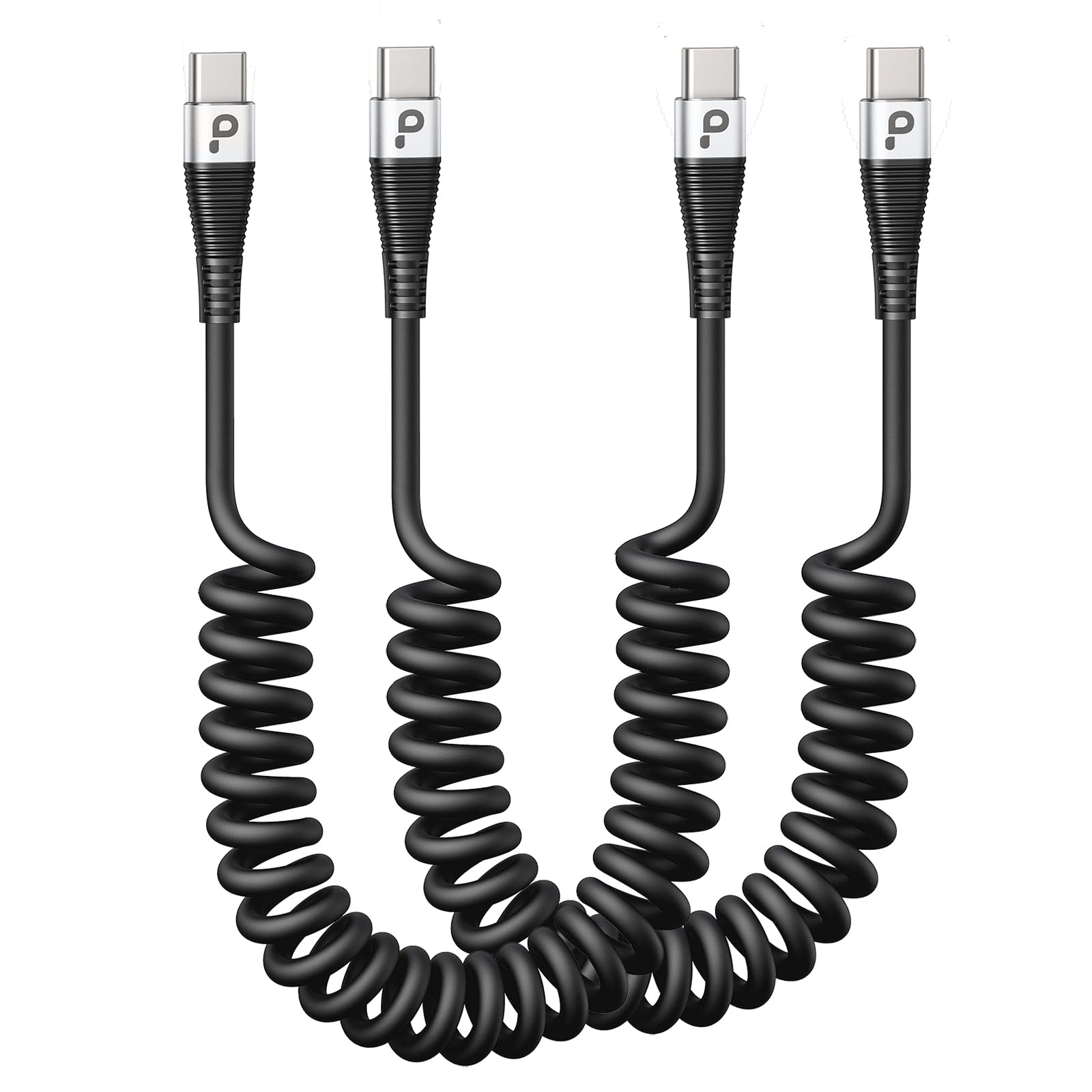 Usb C To Usb C Charger Cable [2 Pack 3Ft], Coiled Usb C Charger Cable For Car, Type C Fast Charging Usbc To Usbc Cable For Iphon