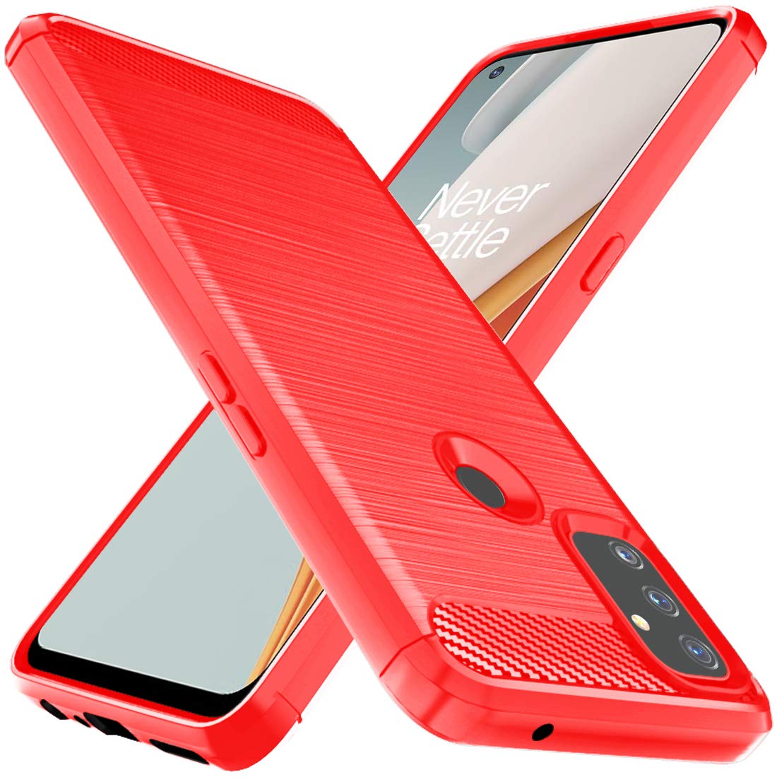 Osophter For Oneplus Nord N100 Case Shock Absorption Flexible Tpu Rubber Protective Cell Phone Cover For Oneplus Nord N100(Red)