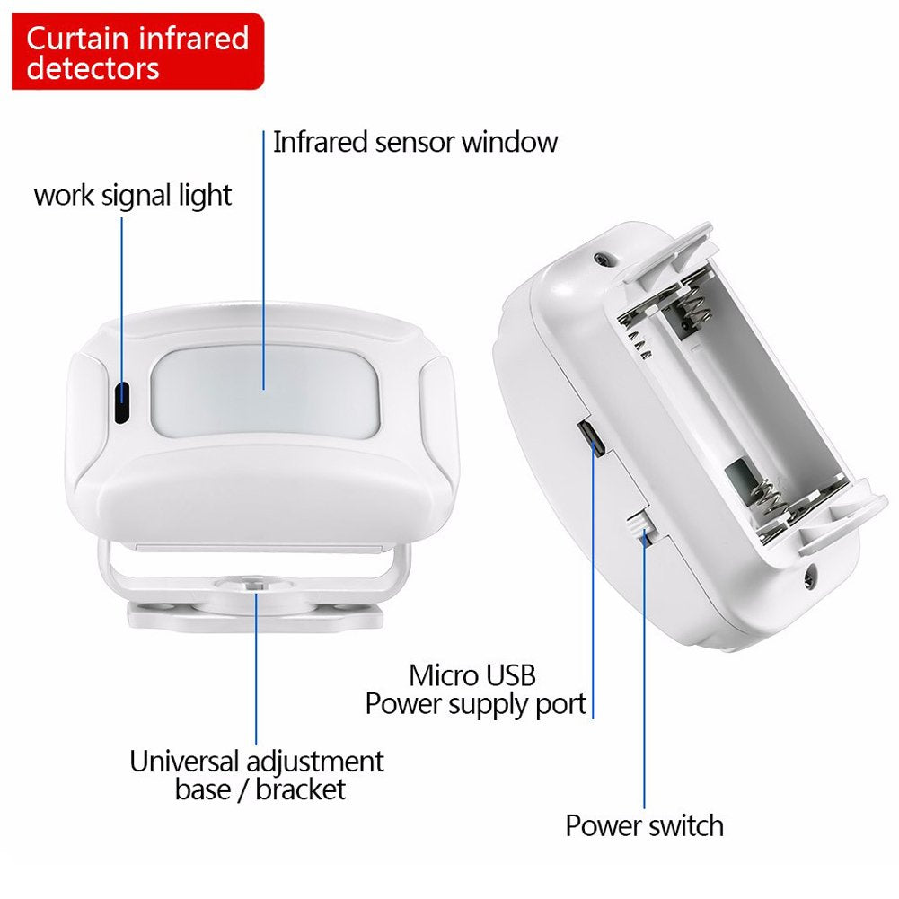 Hendun Add  On Motion Sensor, Extra Transmitter For Receiver, Wireless Door Chime Pir Detector, Sensor Alarm, Shop Visitor Chime